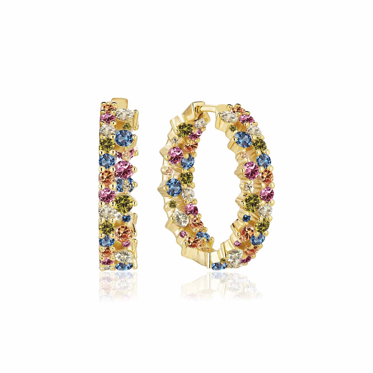 Oorringen Livigno Creolo van gold plated  met zirkonia - SJ-E2364-XCZ-YG