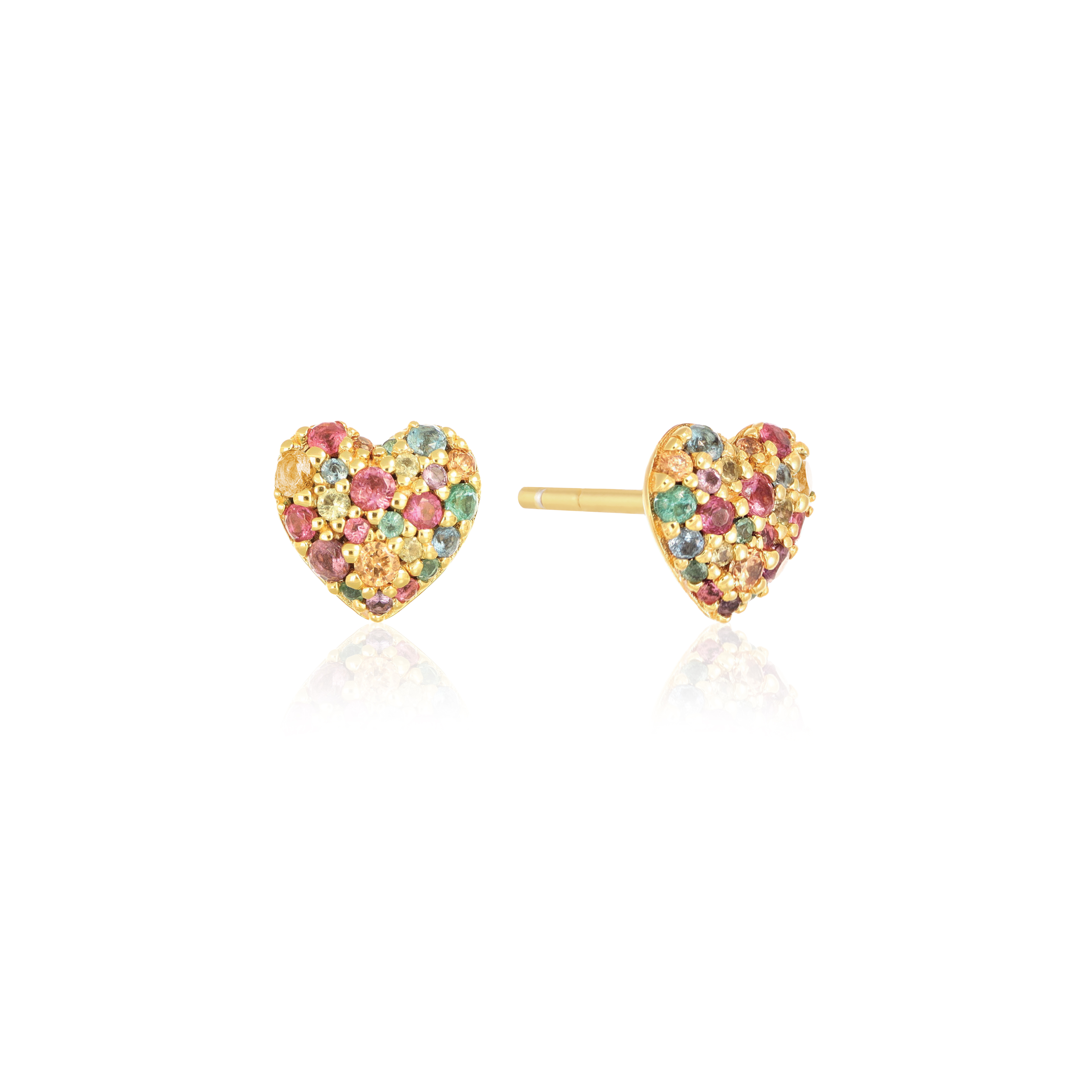 Oorknoppen Caro Hart gold plated met gekleurde zirkonia - SJ-E72350-XCZ-YG