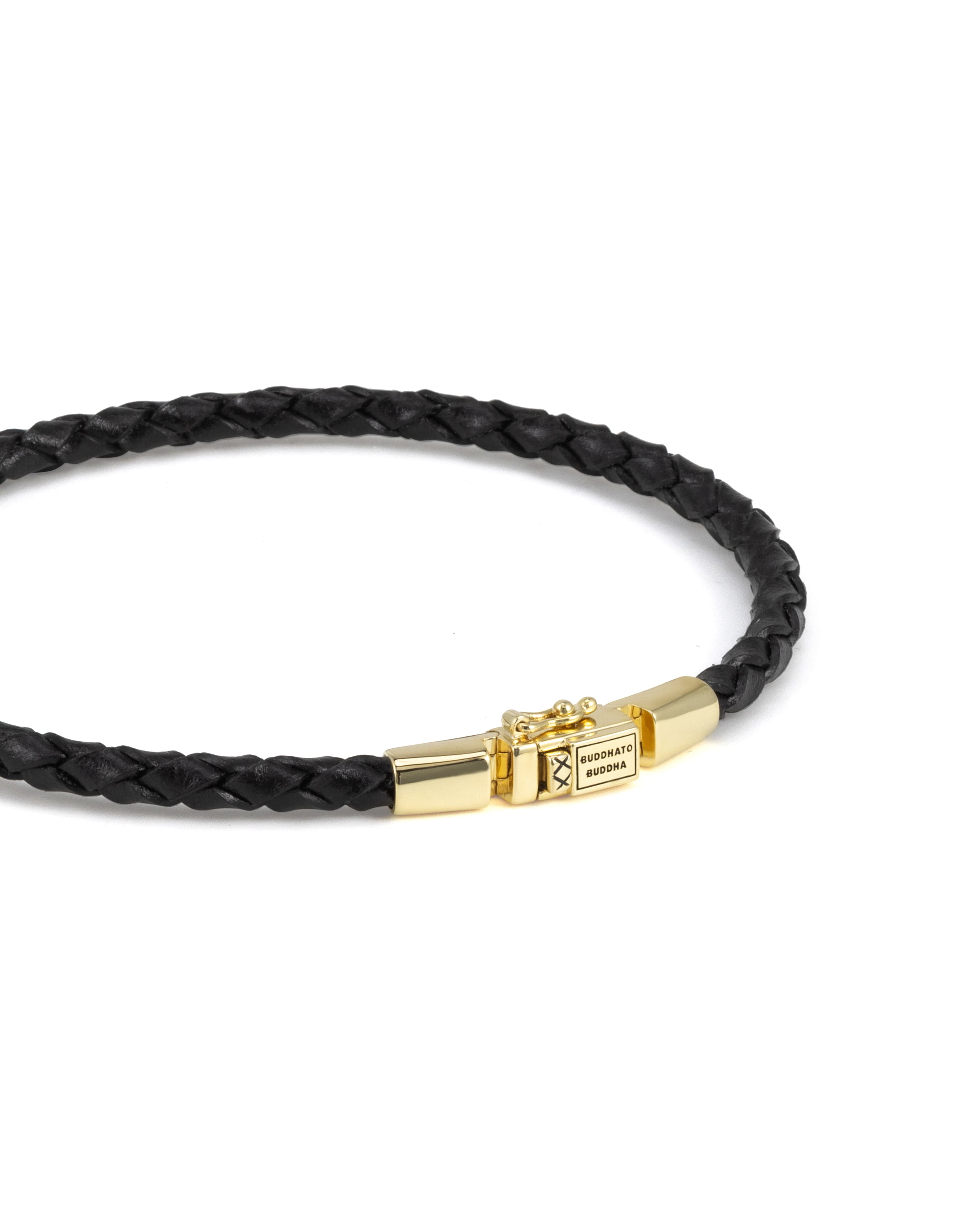 Armband George Mini Leather Black Gold Plated - J016BLGV