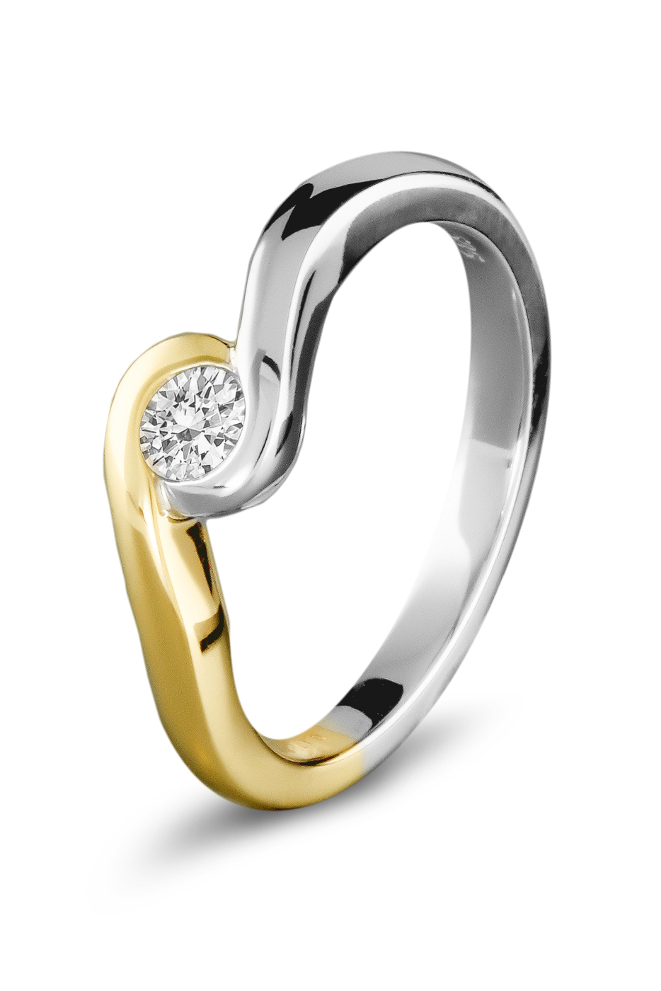 Gouden bicolor ring 0.24 ct diamant