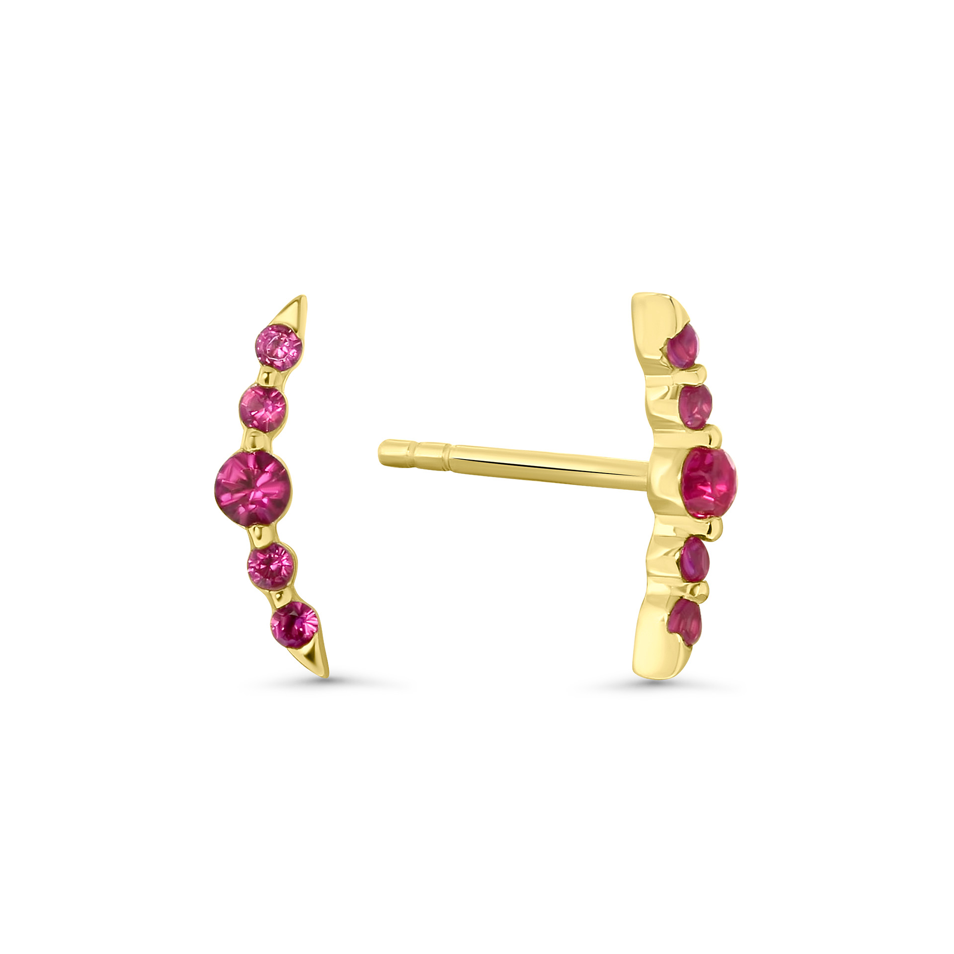 Oorknoppen van gold plated sterling zilver met roze zirkonia 213A0514