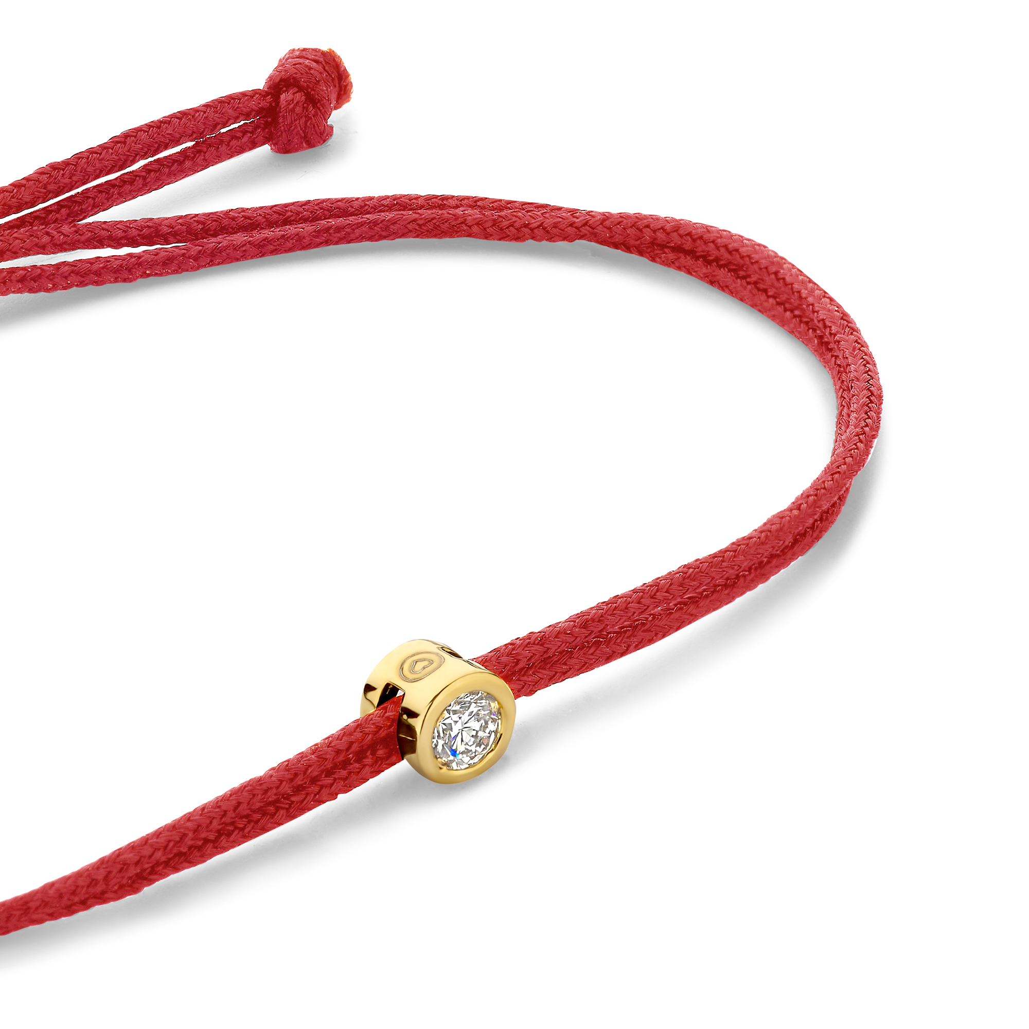 Koordarmbaand Rood met lab grown diamant - BN010-02-GP