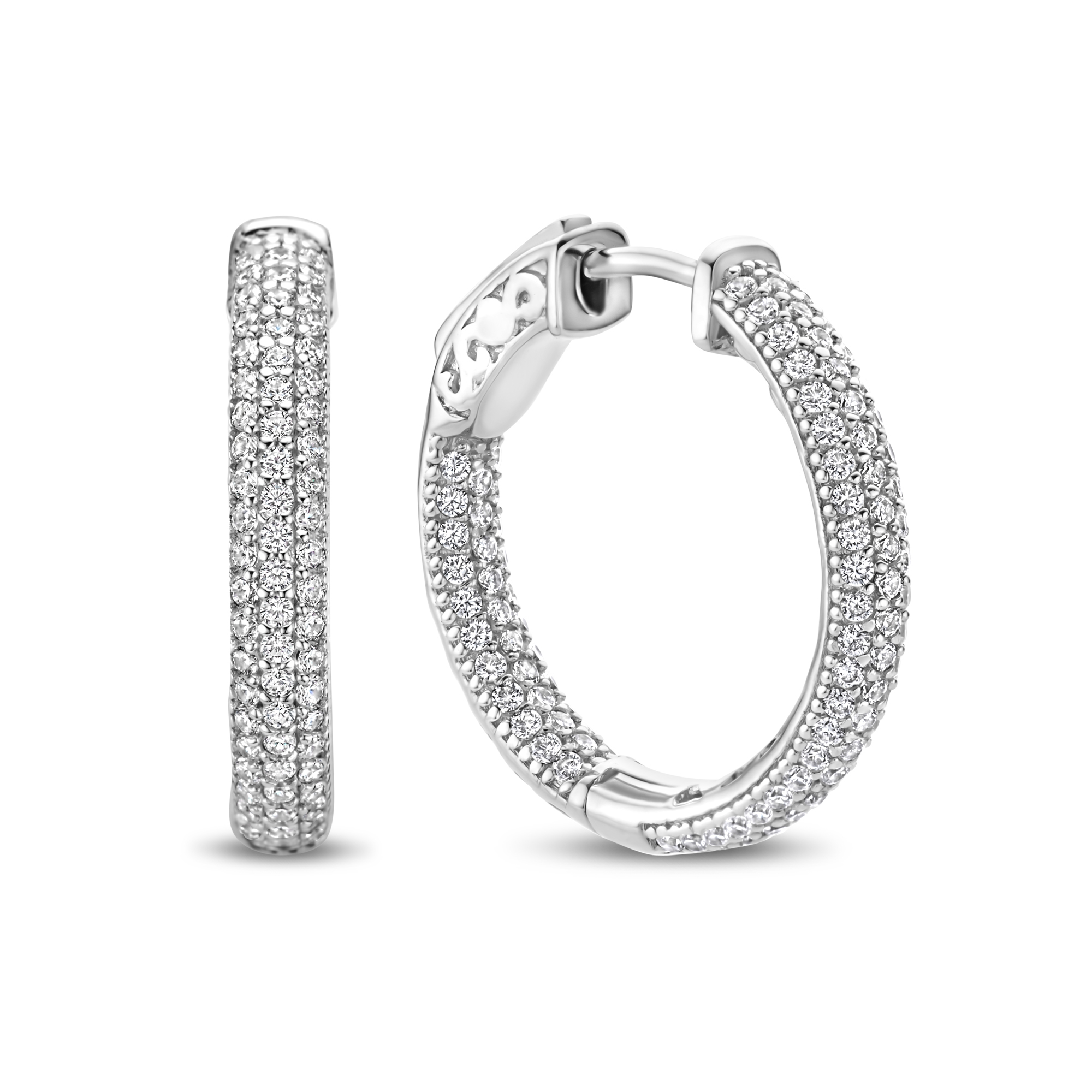 Oorringen sterling zilver met zirkonia 17 mm - MJ1376CE