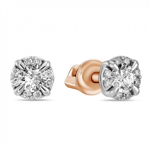 Bicolor oorknoppen met diamant SFM-09-050