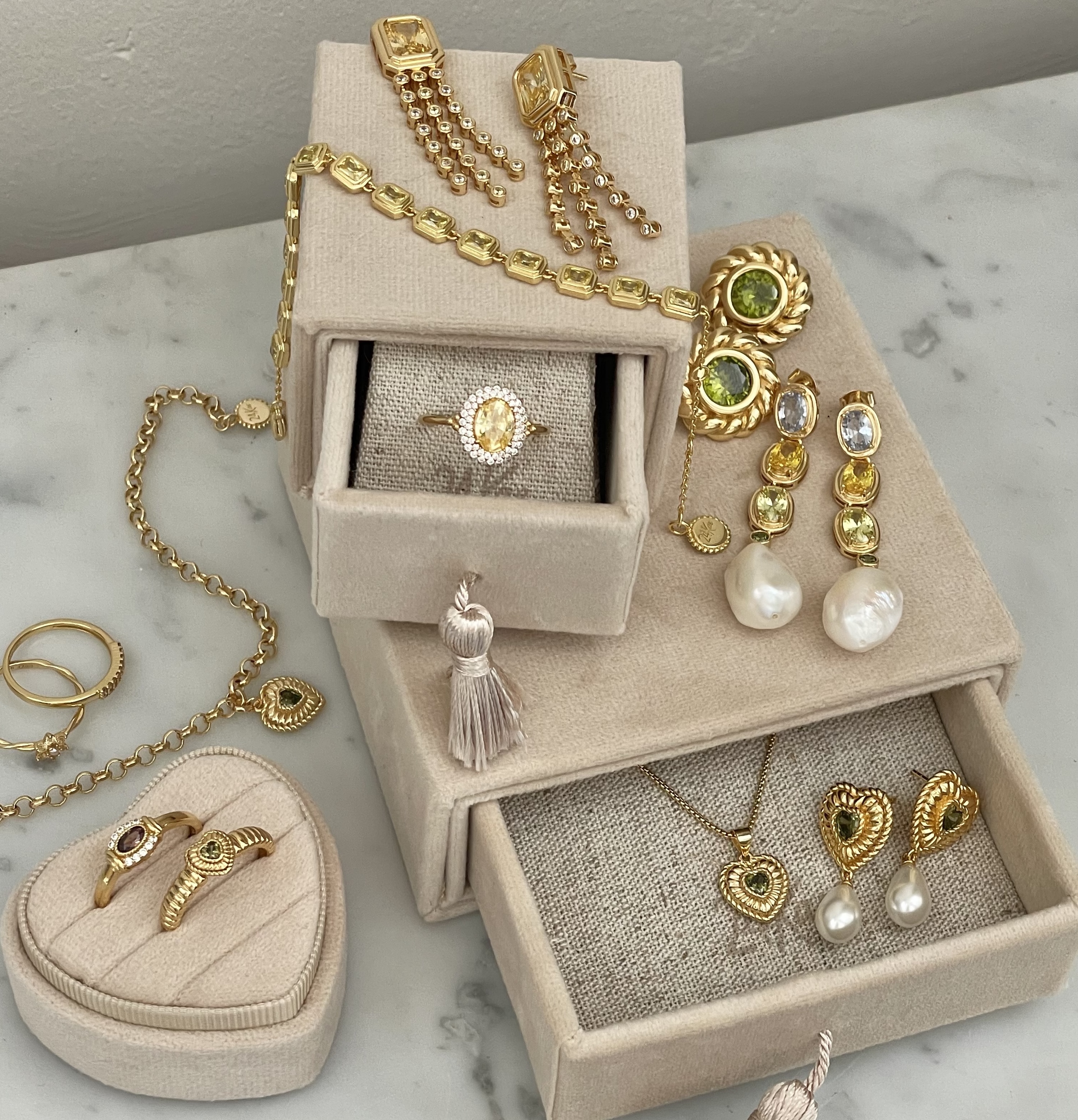 Ring gold plated met Gele zirkonia - 124172Y