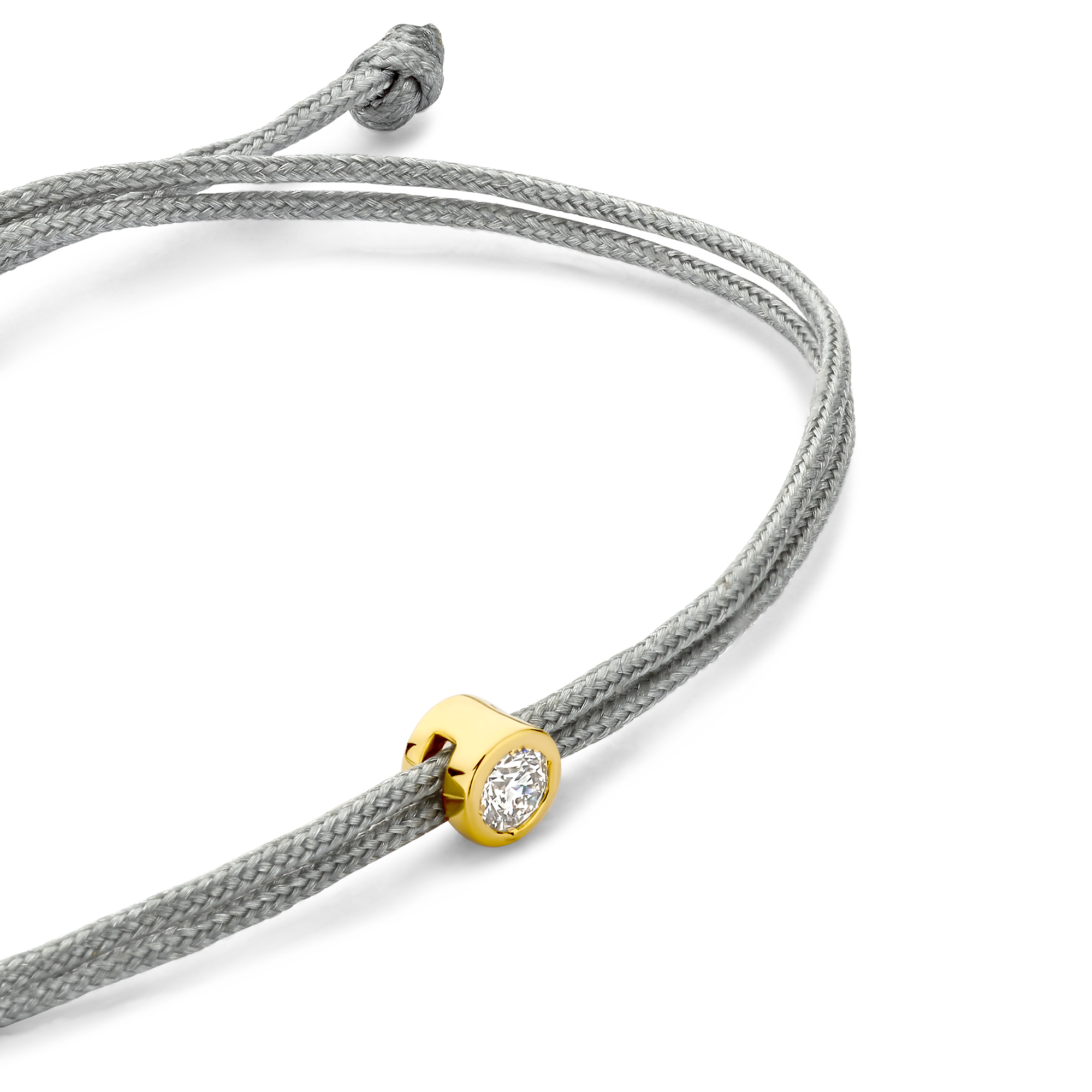 Koordarmband Grijs met lab grown diamant - BN010-04-GP Koordarmband Grijs met lab grown diamant - BN010-04-GP