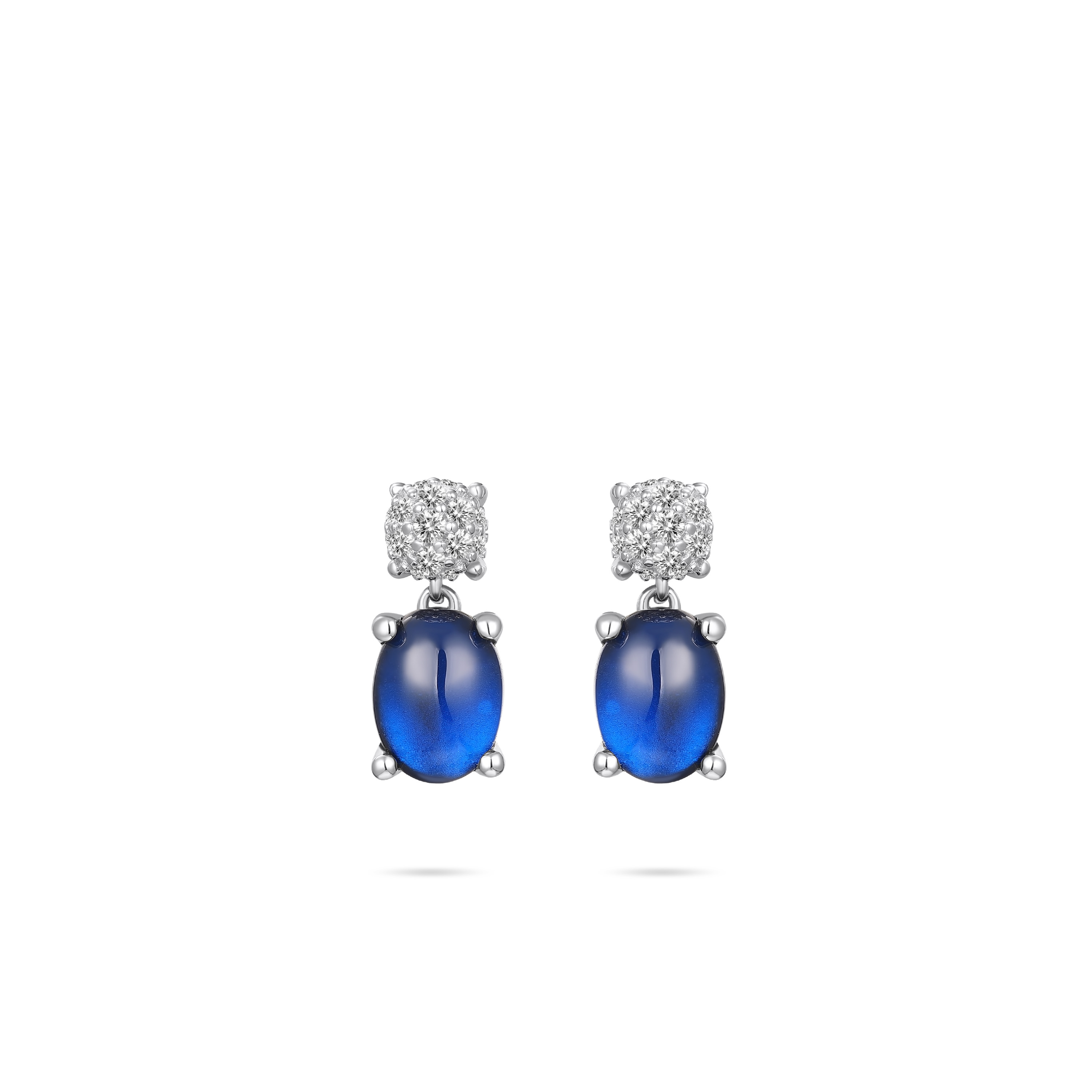 Sterling zilveren oorknoppen met zirkonia en blauwe steen E1081B