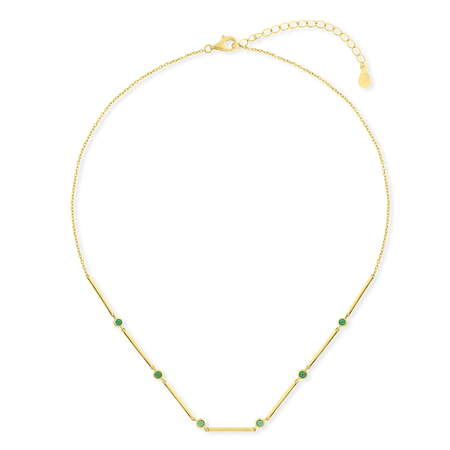 Ketting Gold plated met groene zirkonia - 213C0162