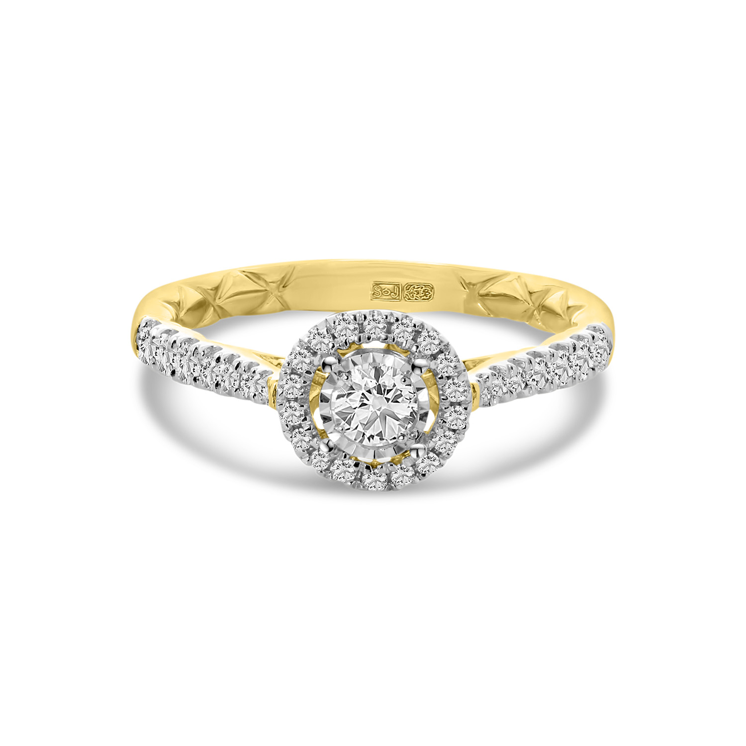 Geelgouden ring met lab grown diamanten entourage R404-RG46228-LG-YW