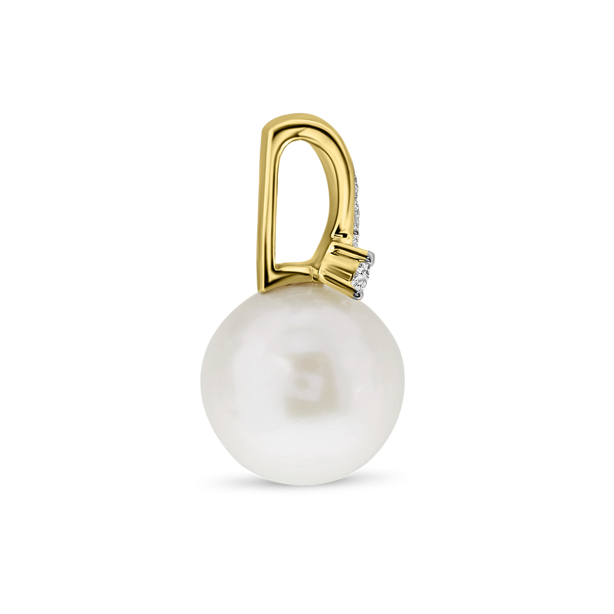 Geelgouden parel hanger met diamanten P092-34412P016-PR-Y
