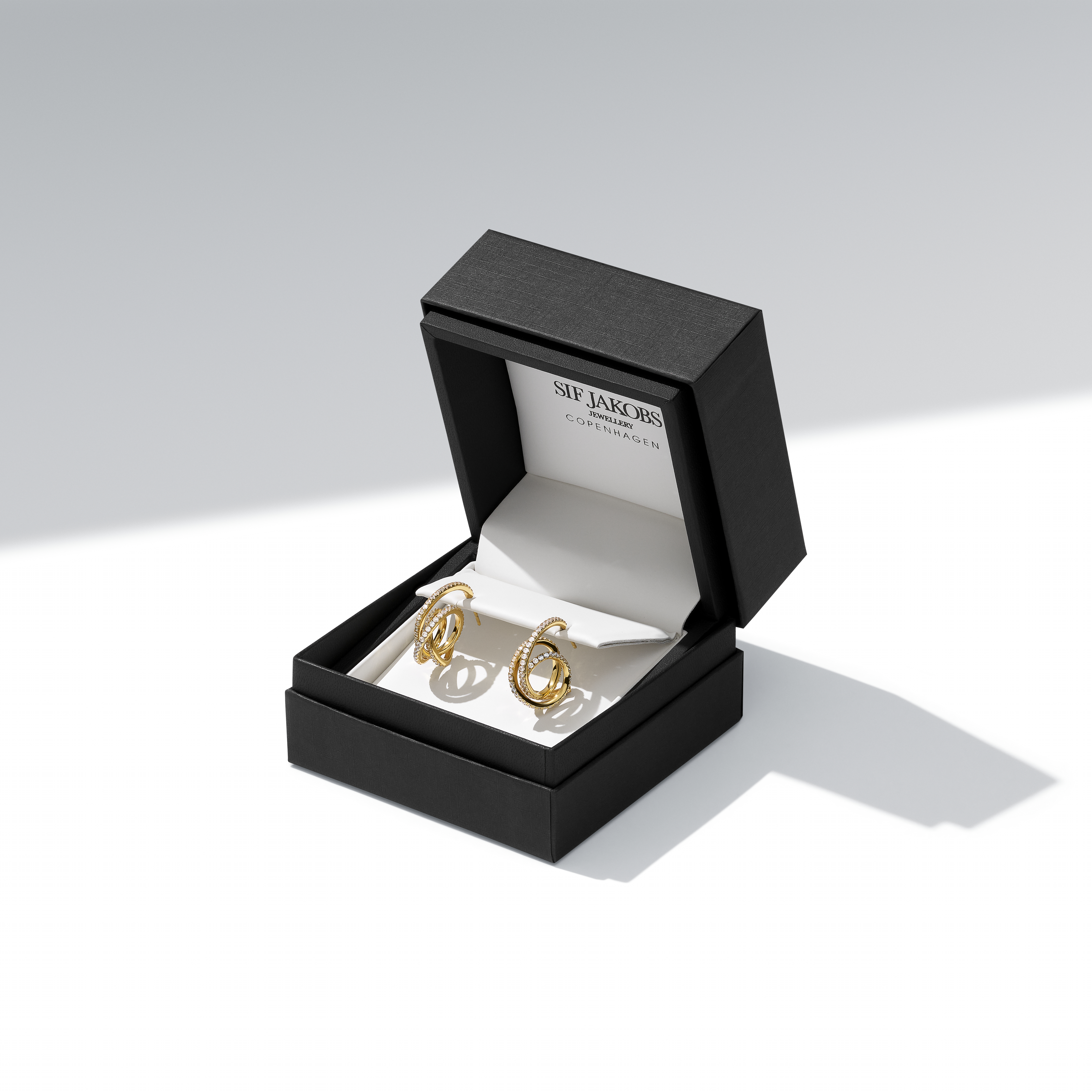 Oorringen Spirale Piccolo gold plated met zirkonia - SJ-E2590-CZ-YG