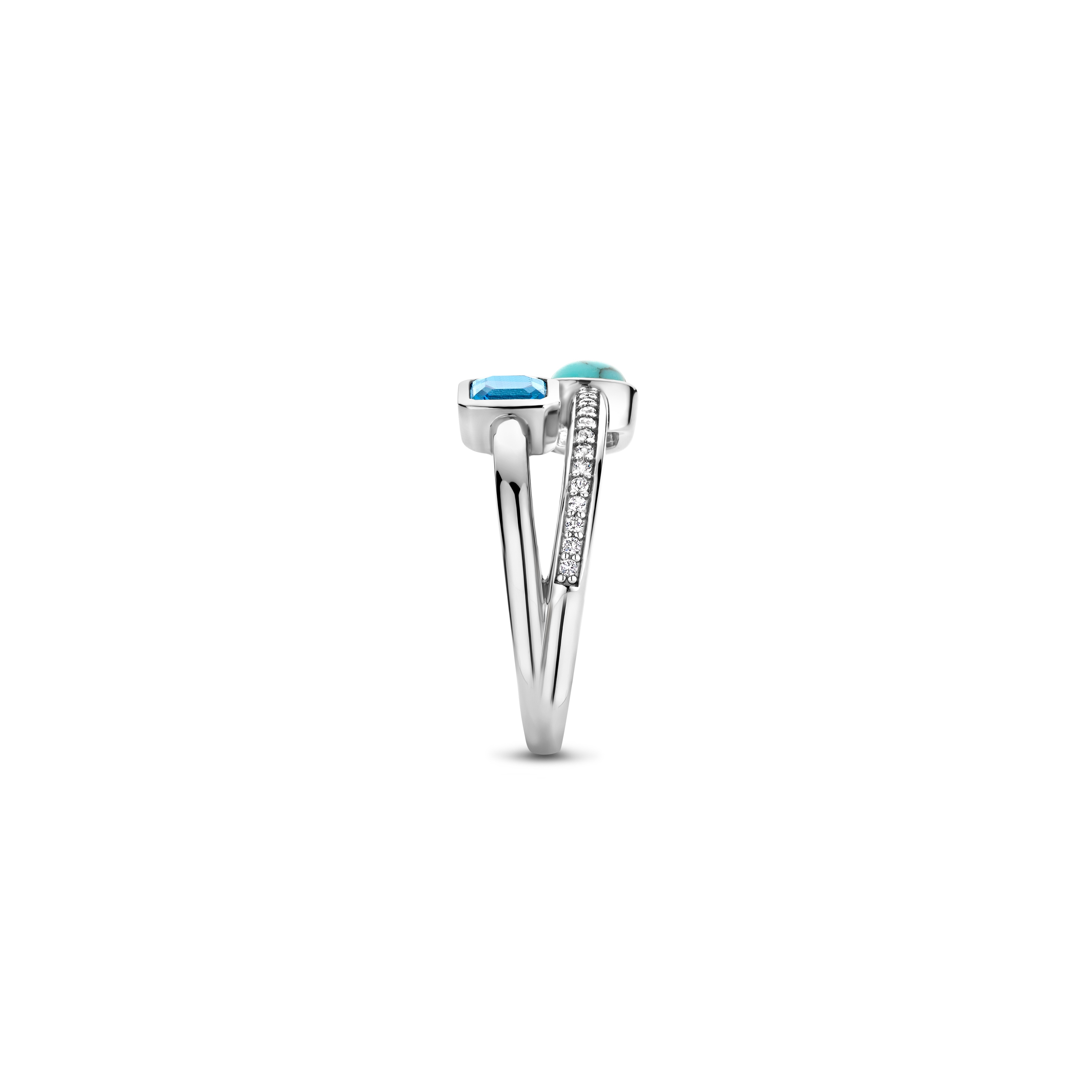 Ring van sterling zilver met zirkonia en gekleurd kristal 12326DB