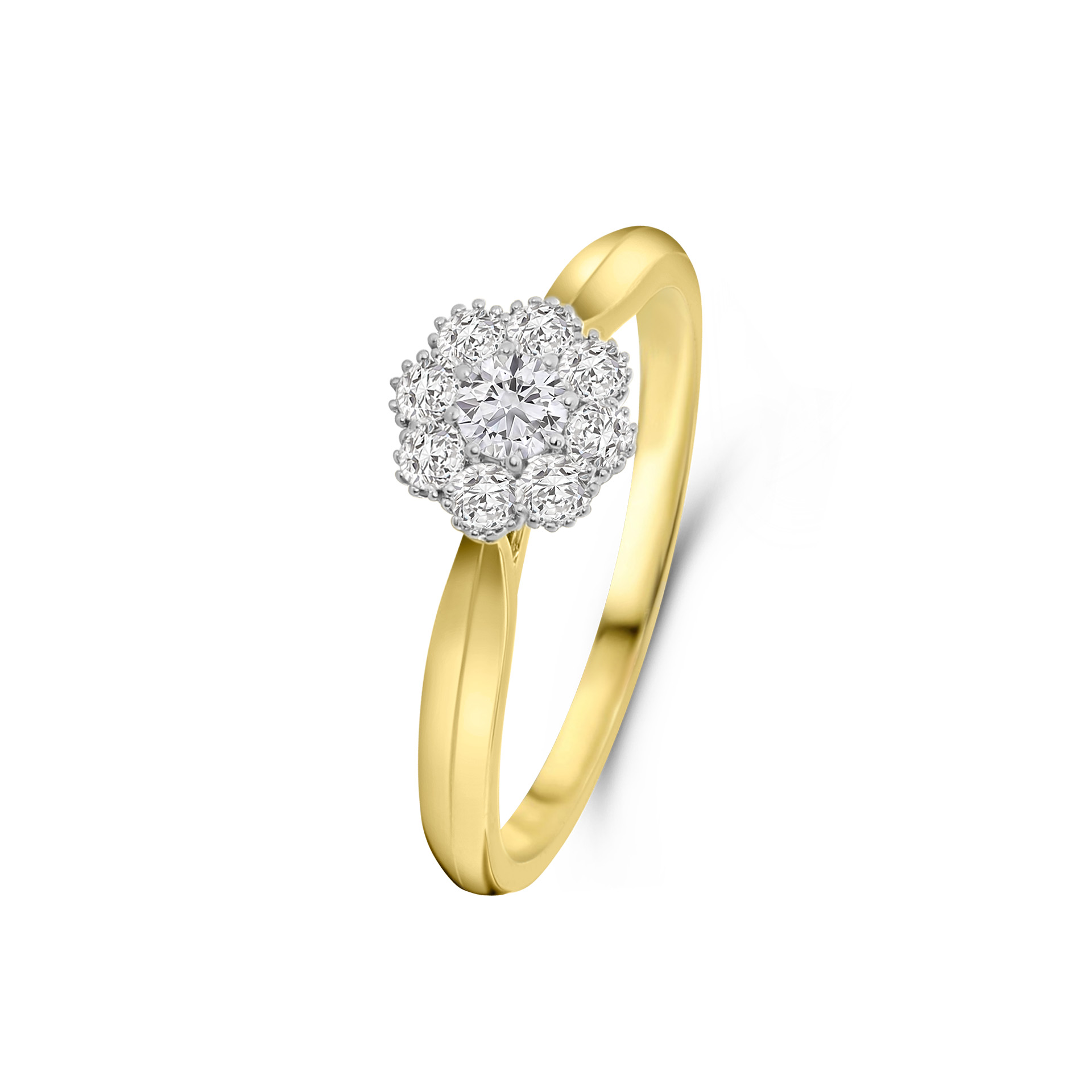 Geelgouden ring met lab grown diamanten bloem R138-RG44211-CV-Y