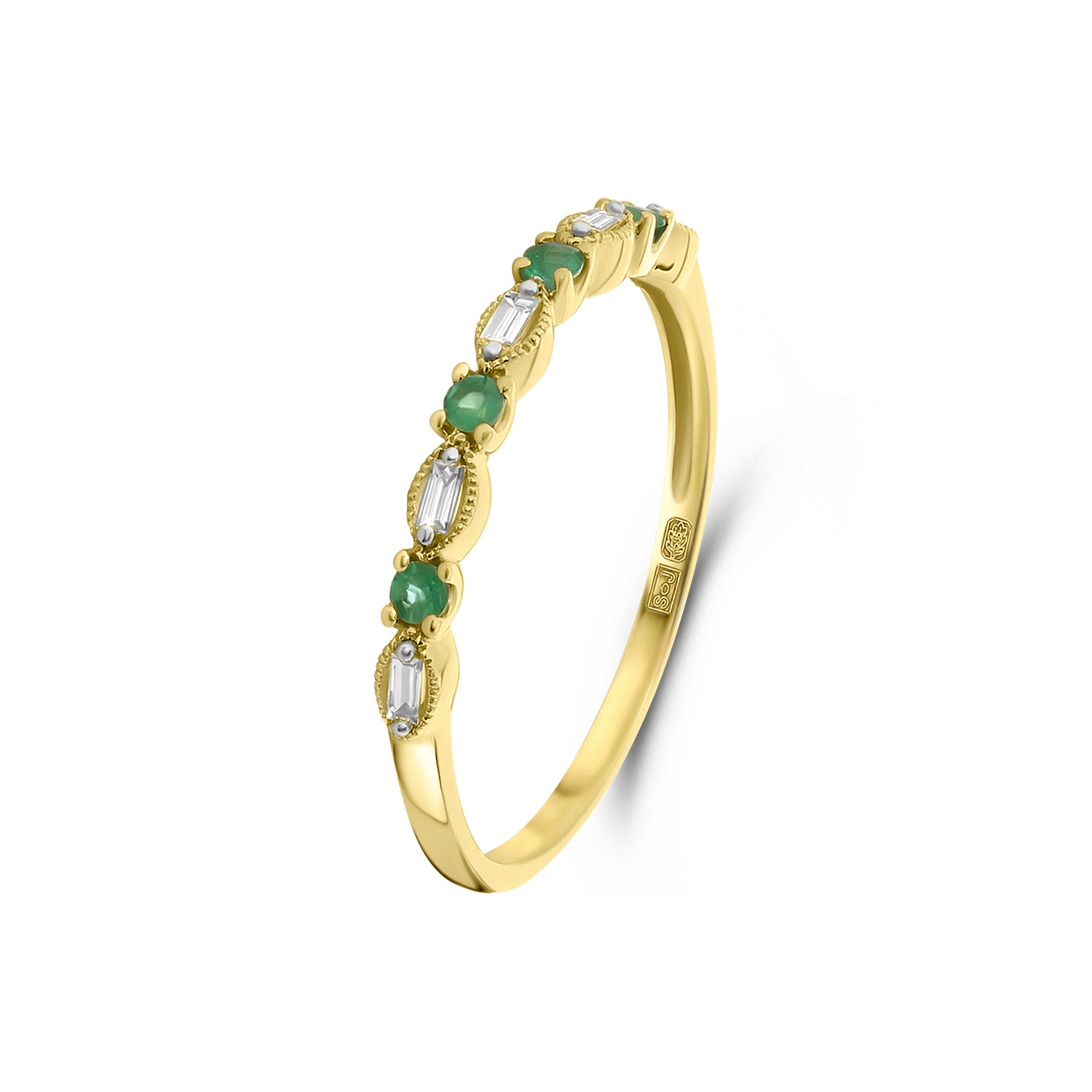 Geelgouden ring diamanten en smaragd R404-R42898-EM-Y