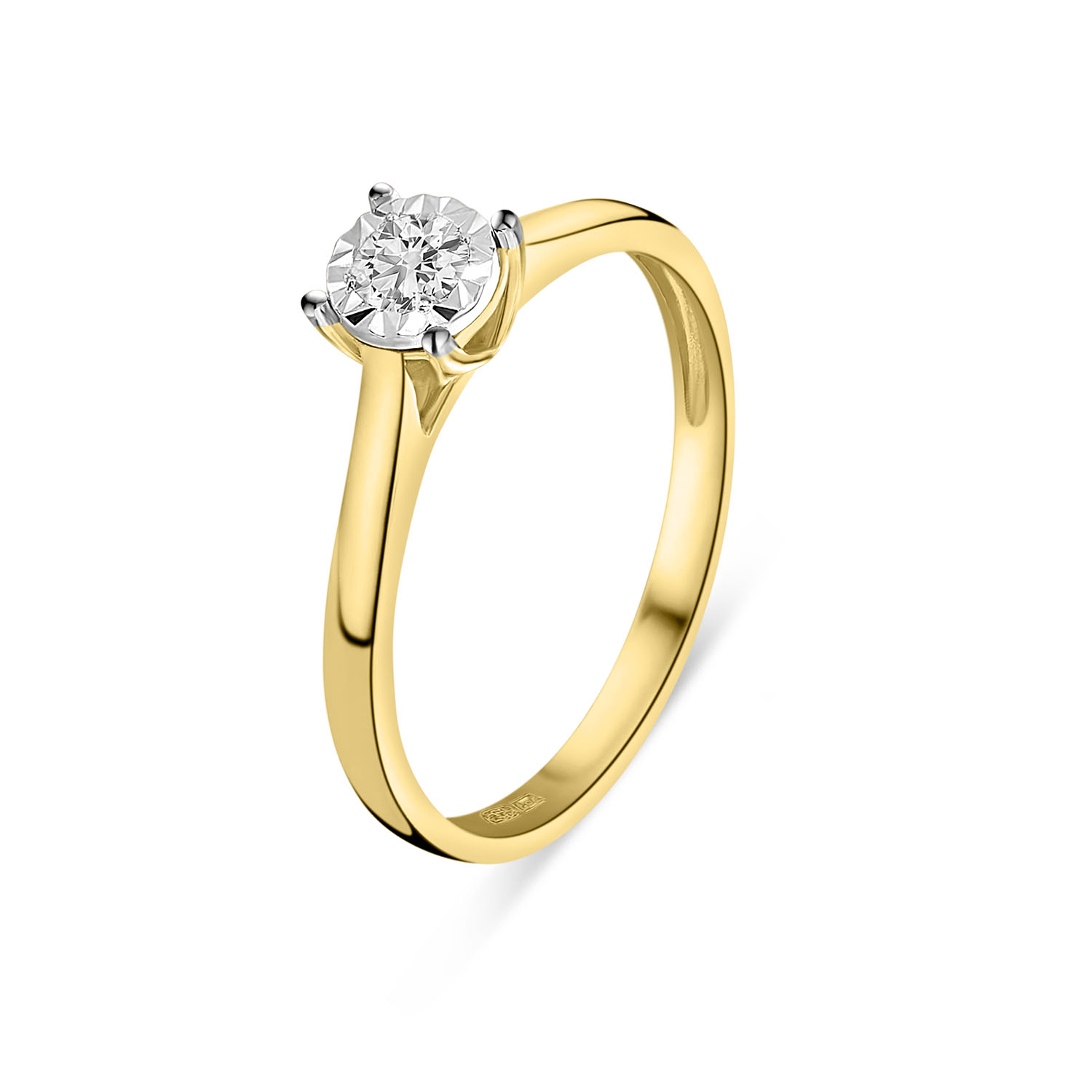 Geelgouden solitaire ring met lab grown diamant R404-RG46503-LG-YW