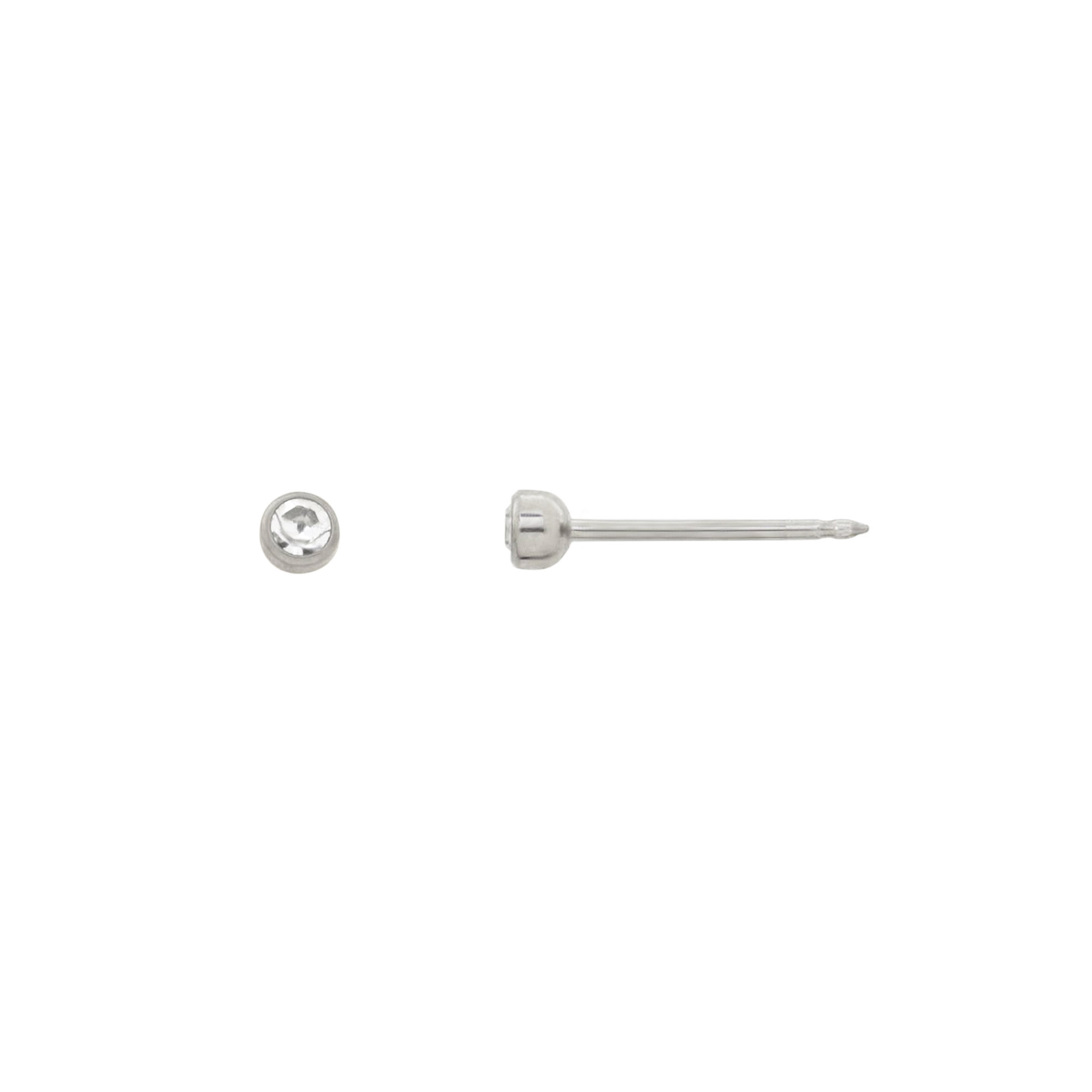 Schietoorknopjes 3mm kristal kastzetting  titanium 