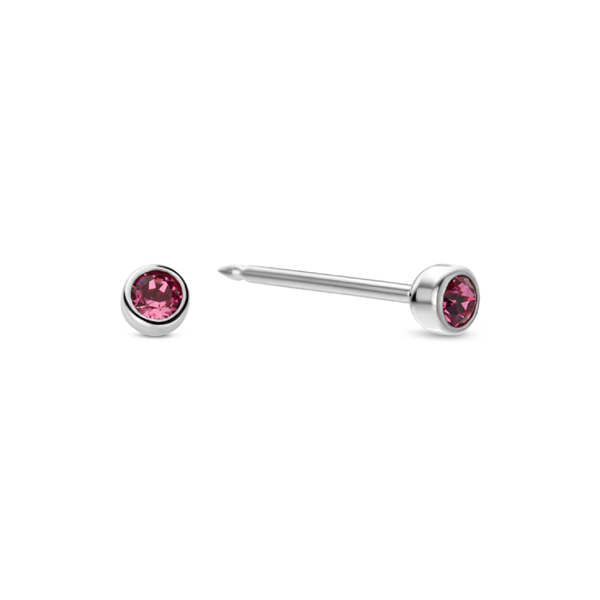 Schietoorknoppen 3mm roze kristal kastzetting titanium 