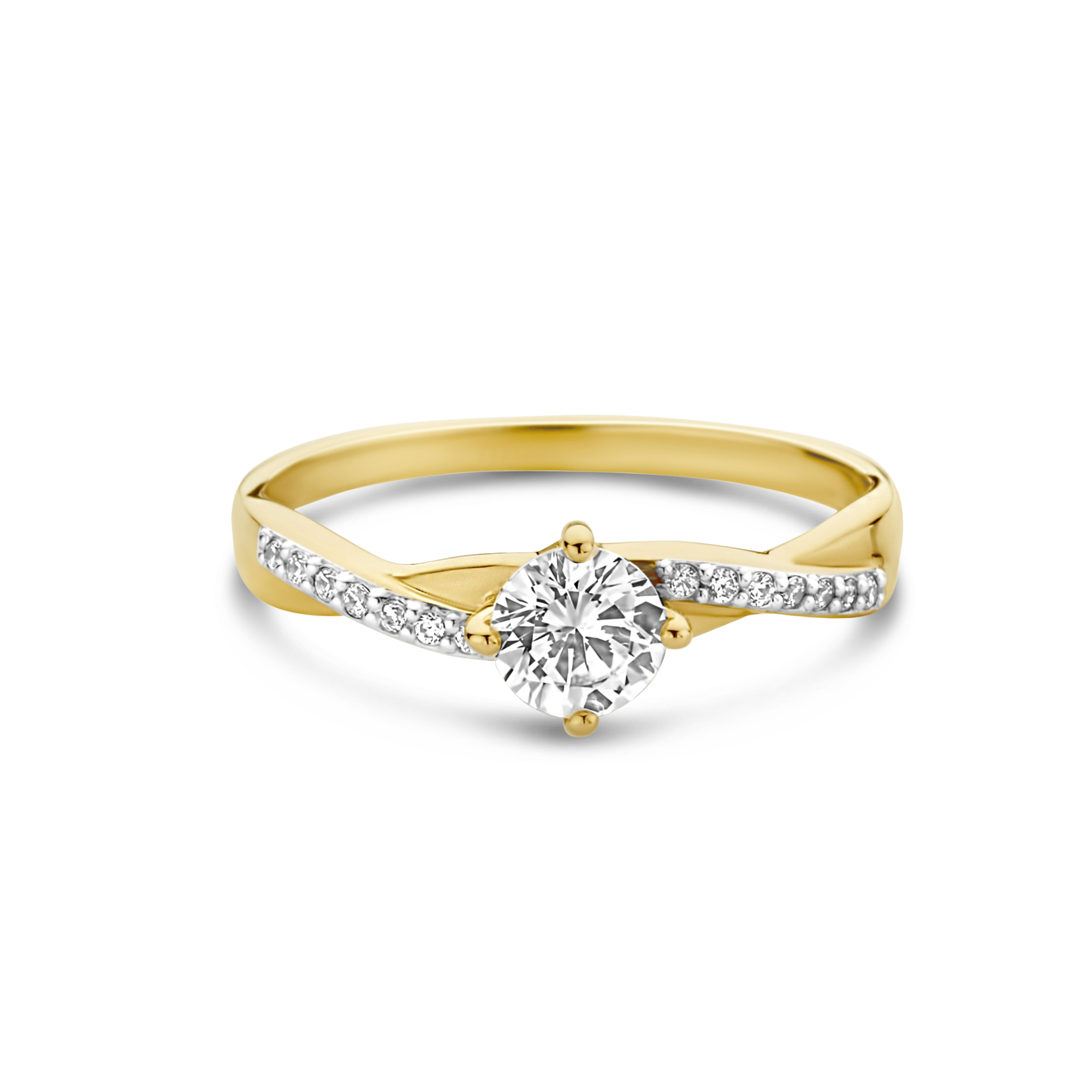 Geelgouden damesring met zirkonia R01-59232-Z