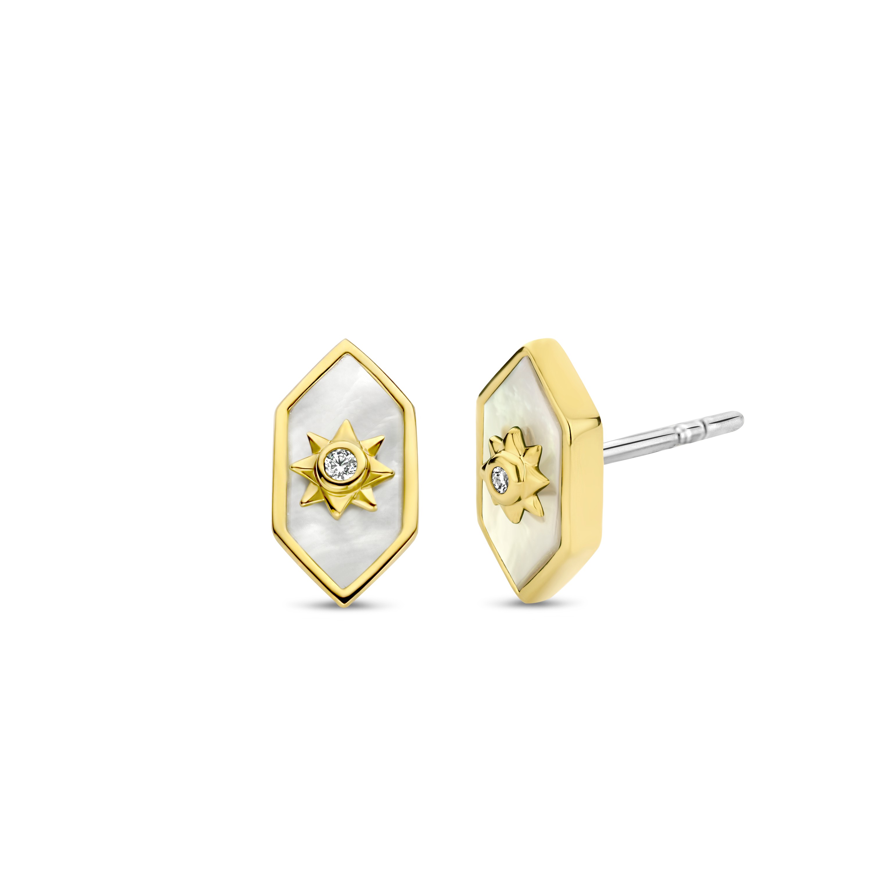 Oorknoppen van gold plated sterling zilver met zirkonia 7943MA