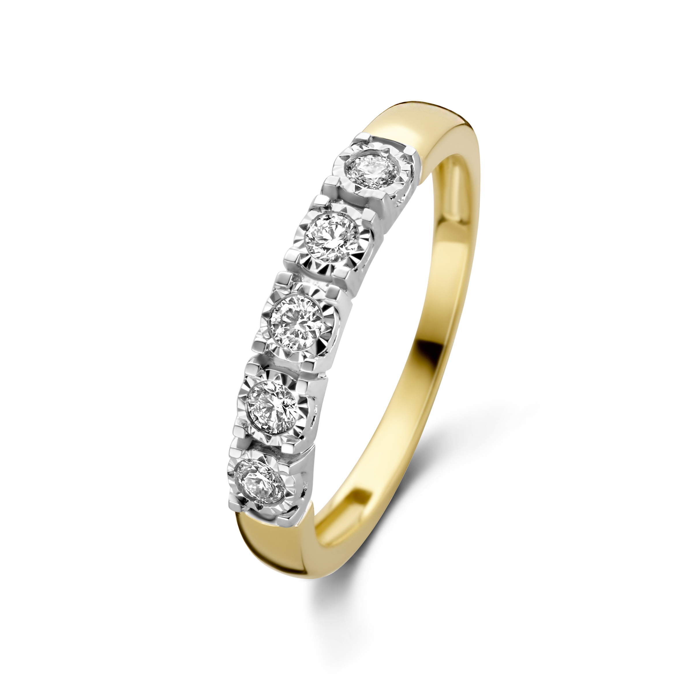 Geelgouden rijring met diamanten R138-BD75532-YW