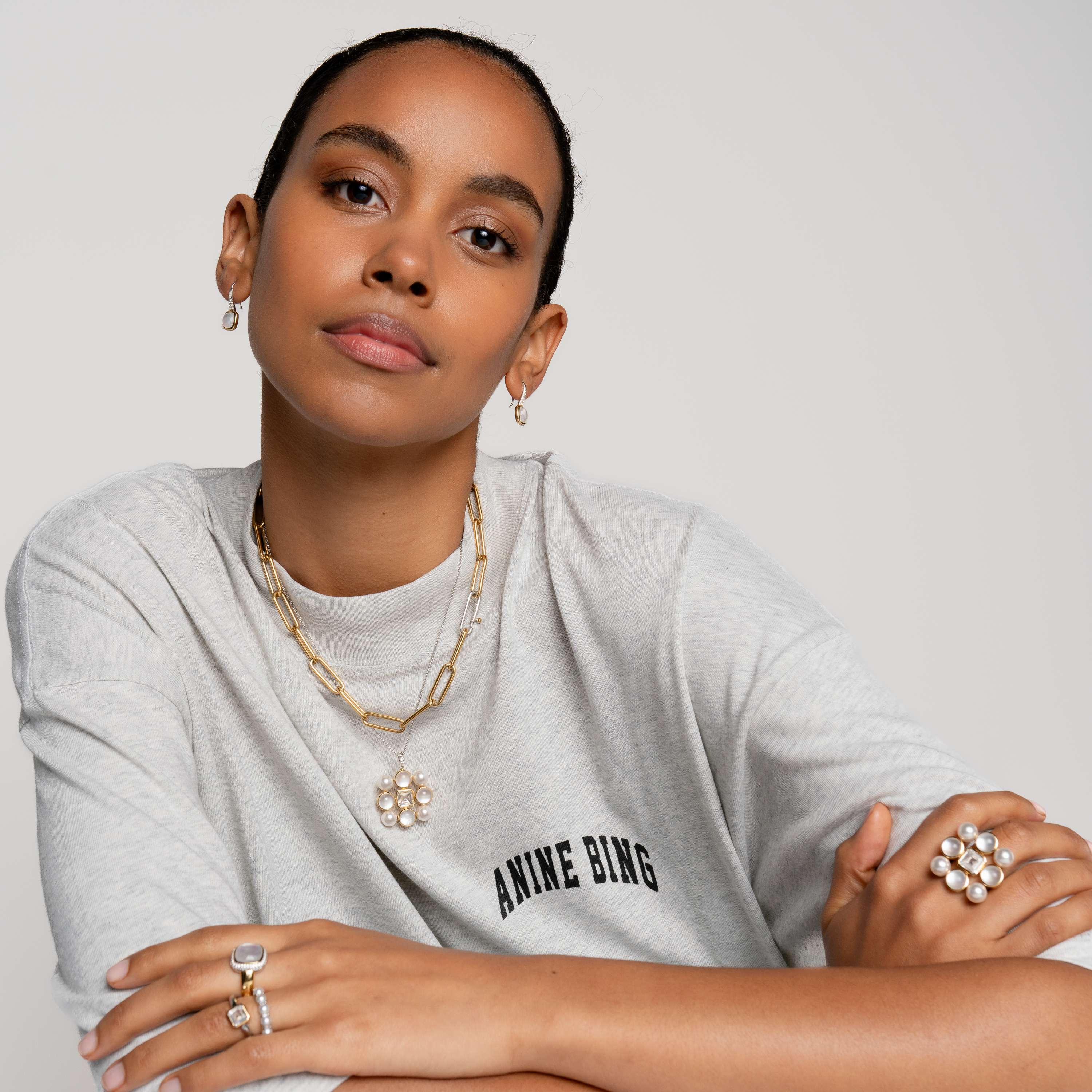 Ring van gold plated  met zirkonia en kristal 12330MW