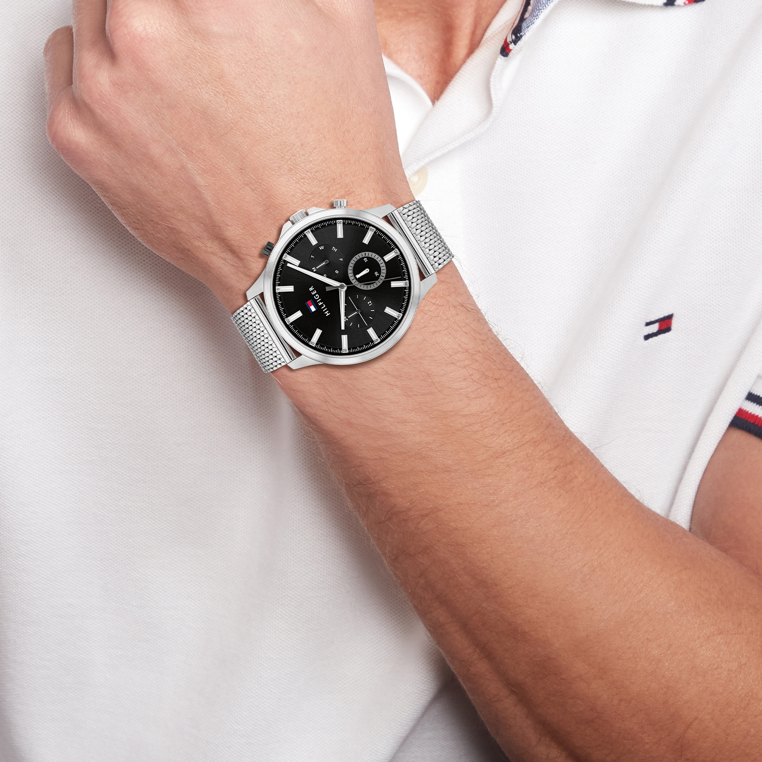 Horloge Heren Staal Zilverkleurig Milanese band 44 mm