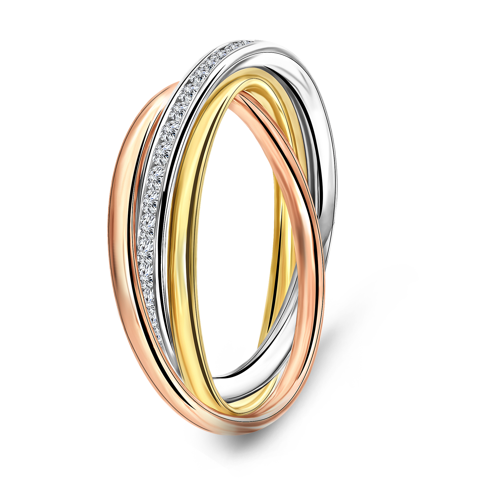Tricolor ring met zirkonia R173-19376115
