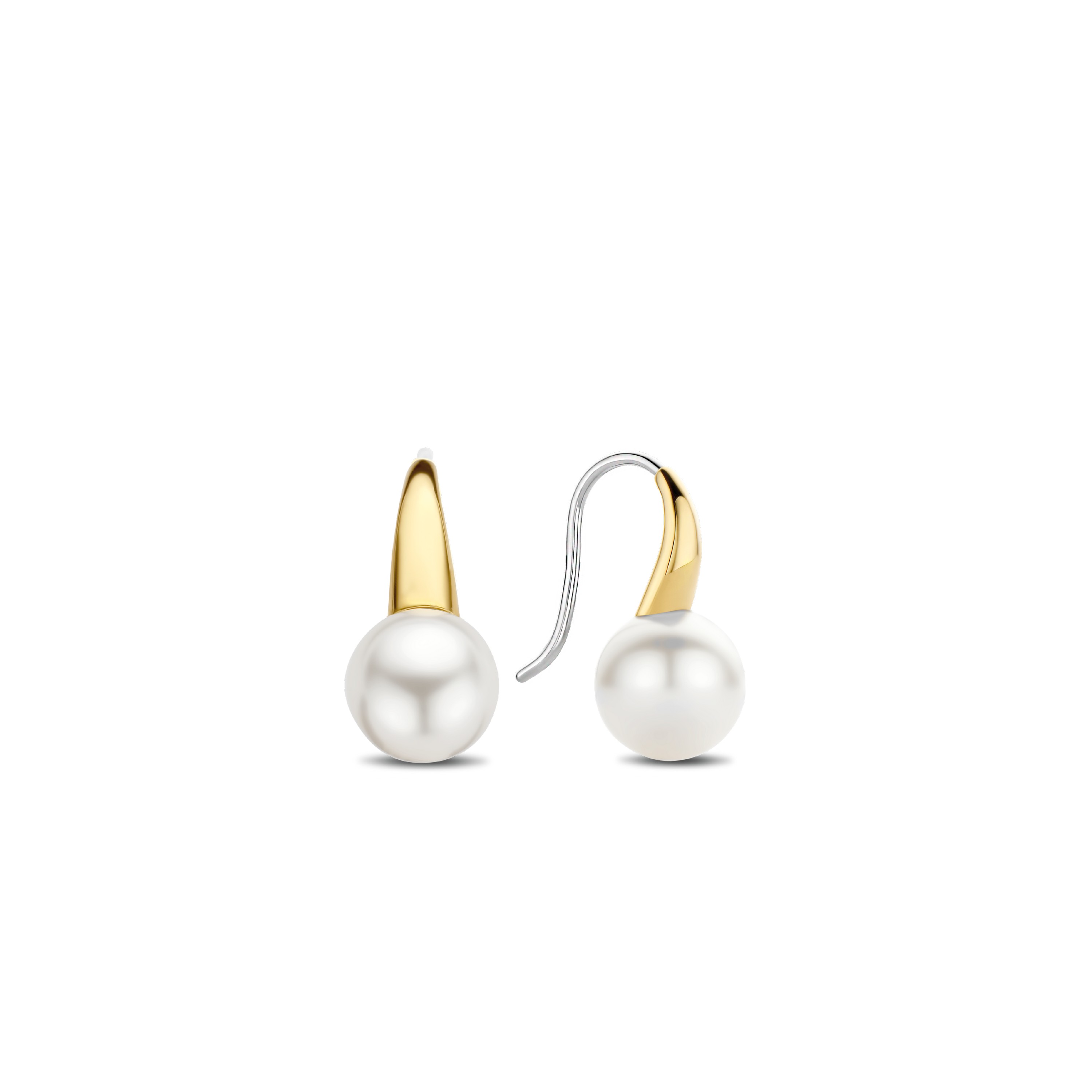 Gold plated oorhangers met parel 7849PW Gold plated oorhangers met parel 7849PW