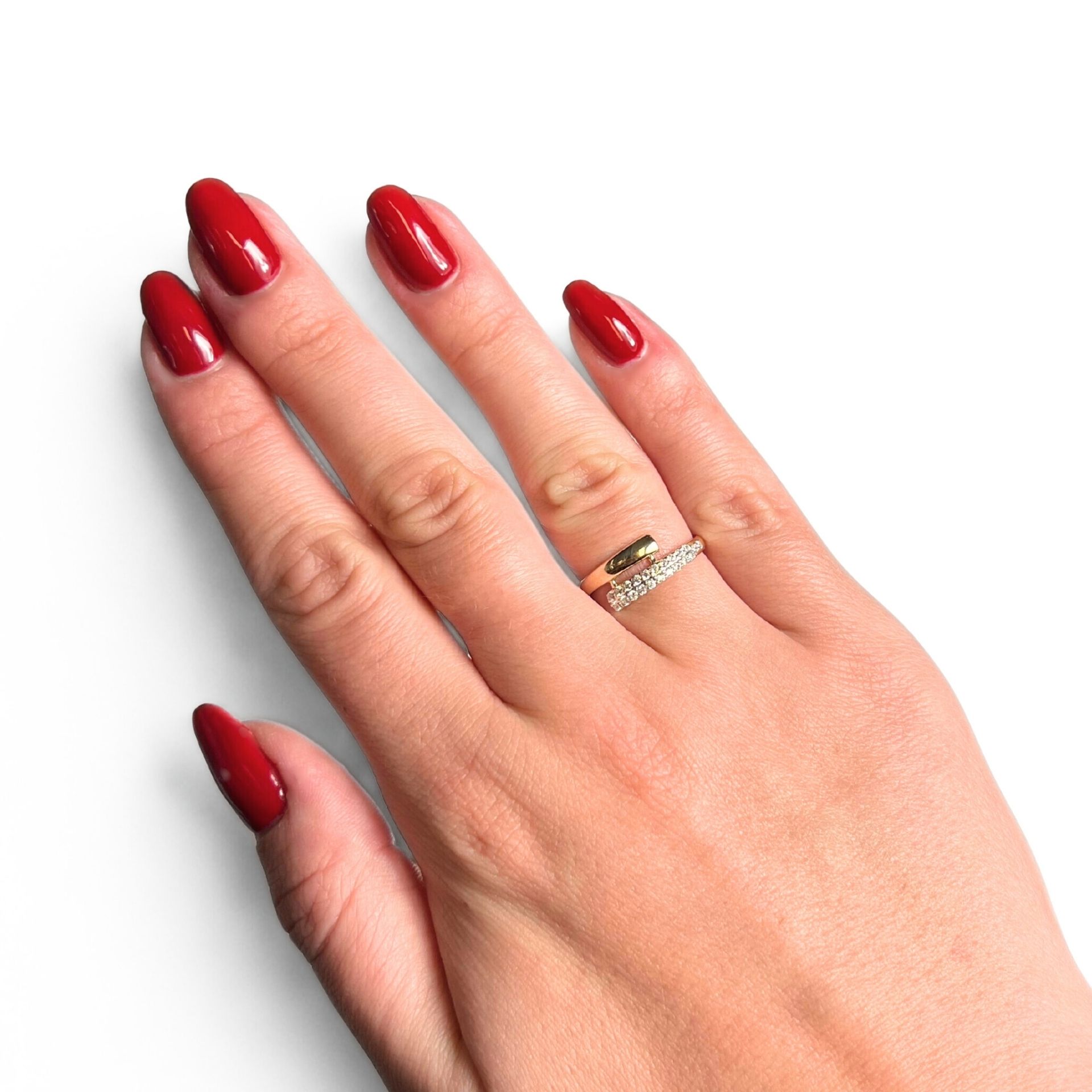 Geelgouden slagring met zirkonia R210-60039Z-Y