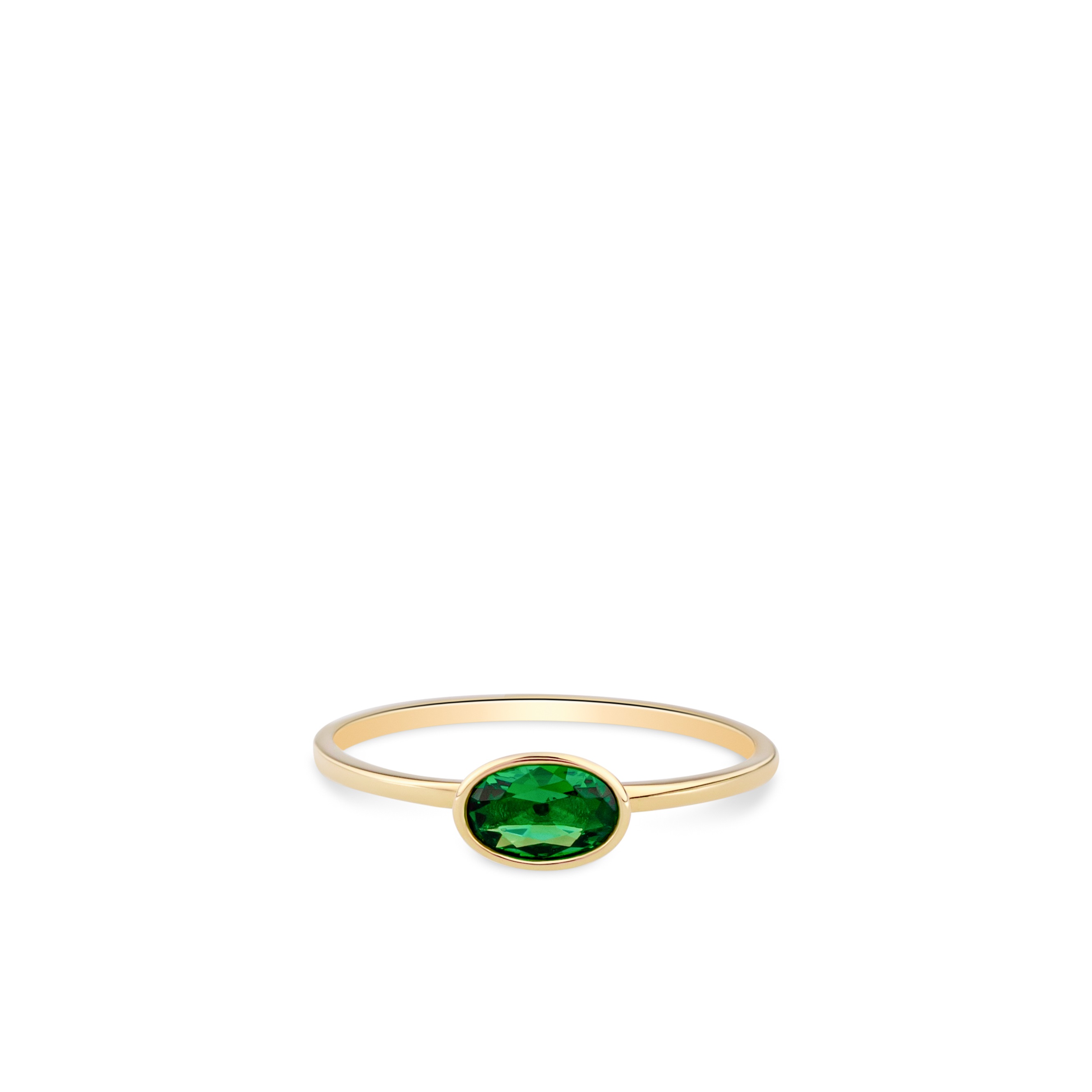 14 karaats geelgouden ring met groene zirkonia RDC01-4309