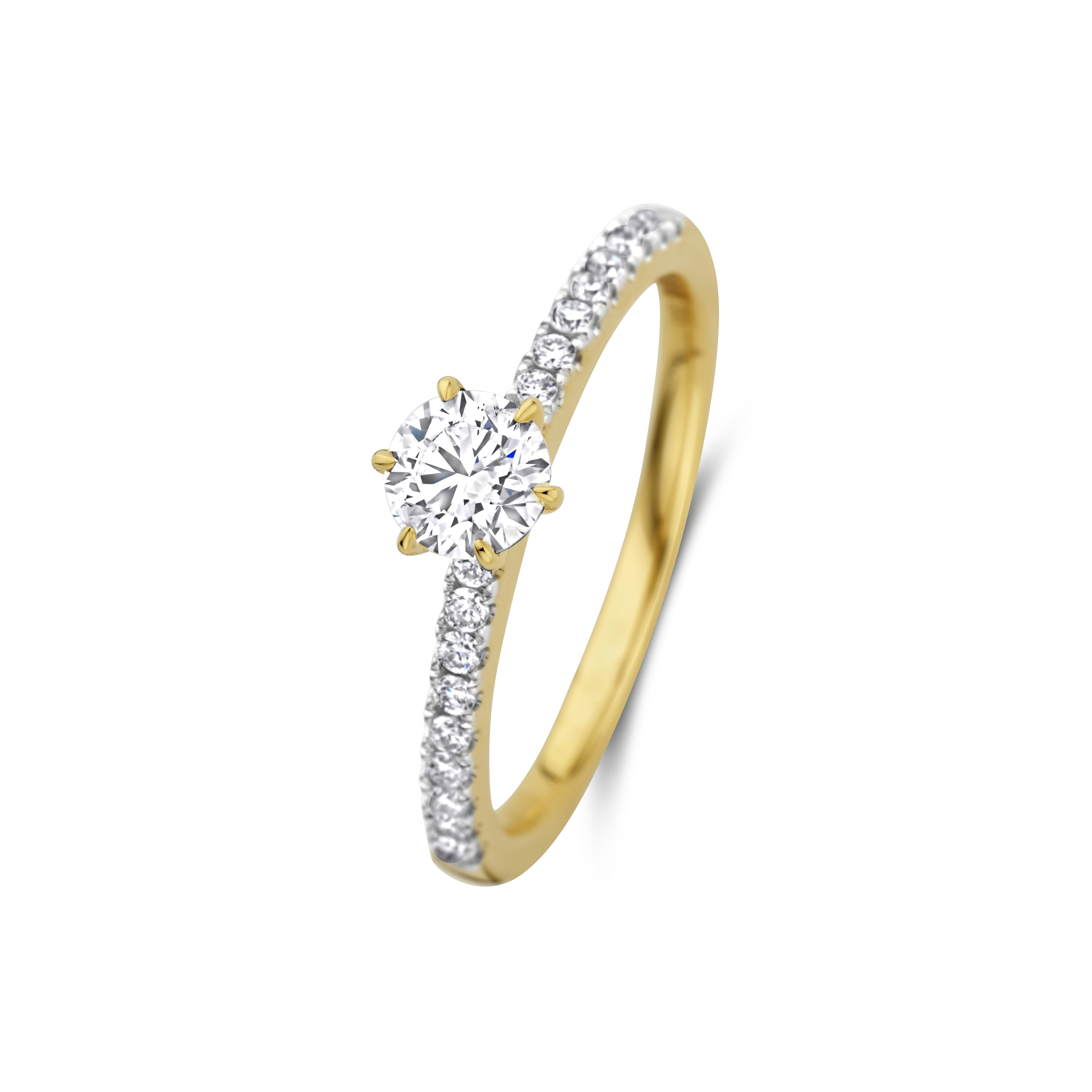 Solitaire geelgouden ring met lab grown diamant 42422798
