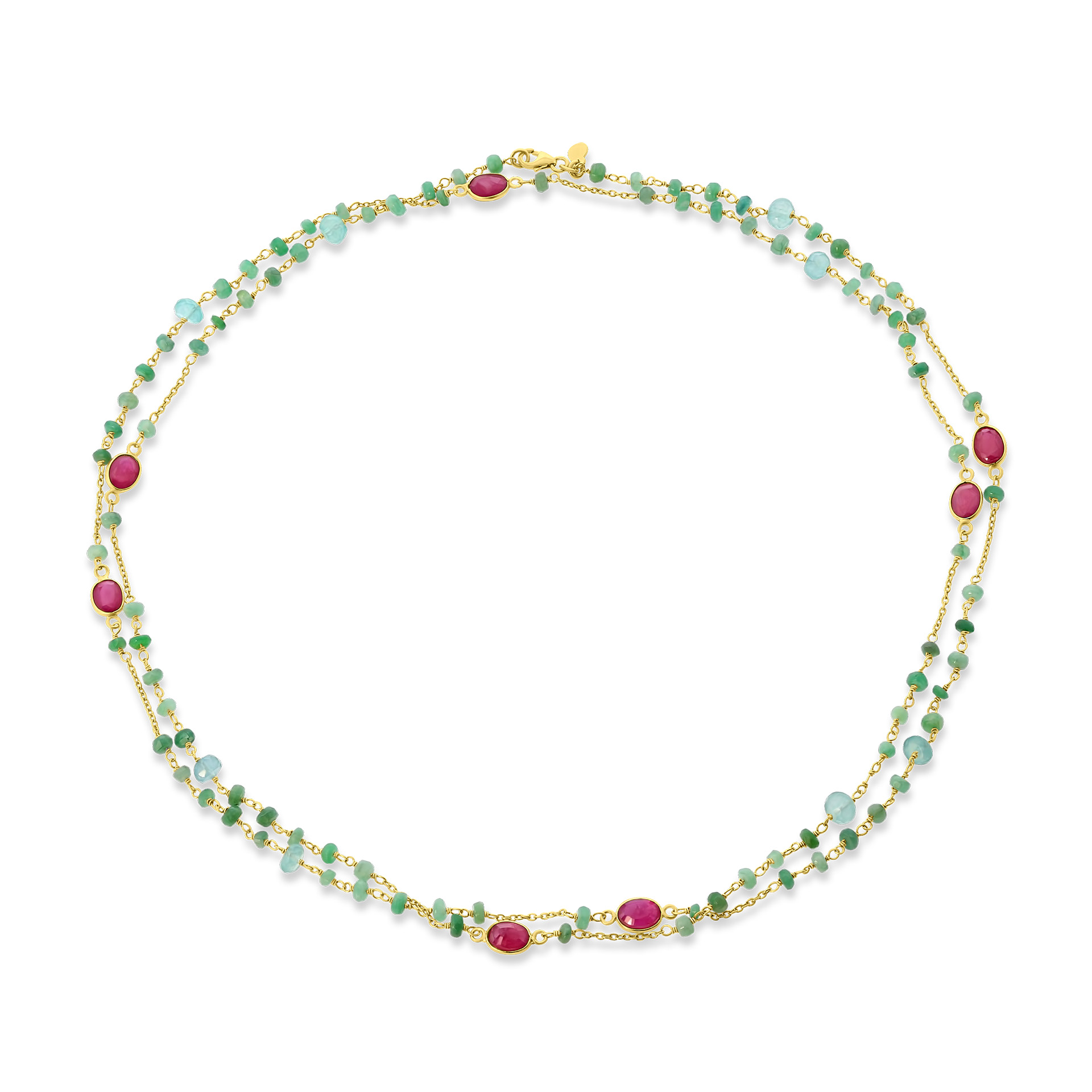 Ketting van gold plated  met mix van natuursteen 167C0186