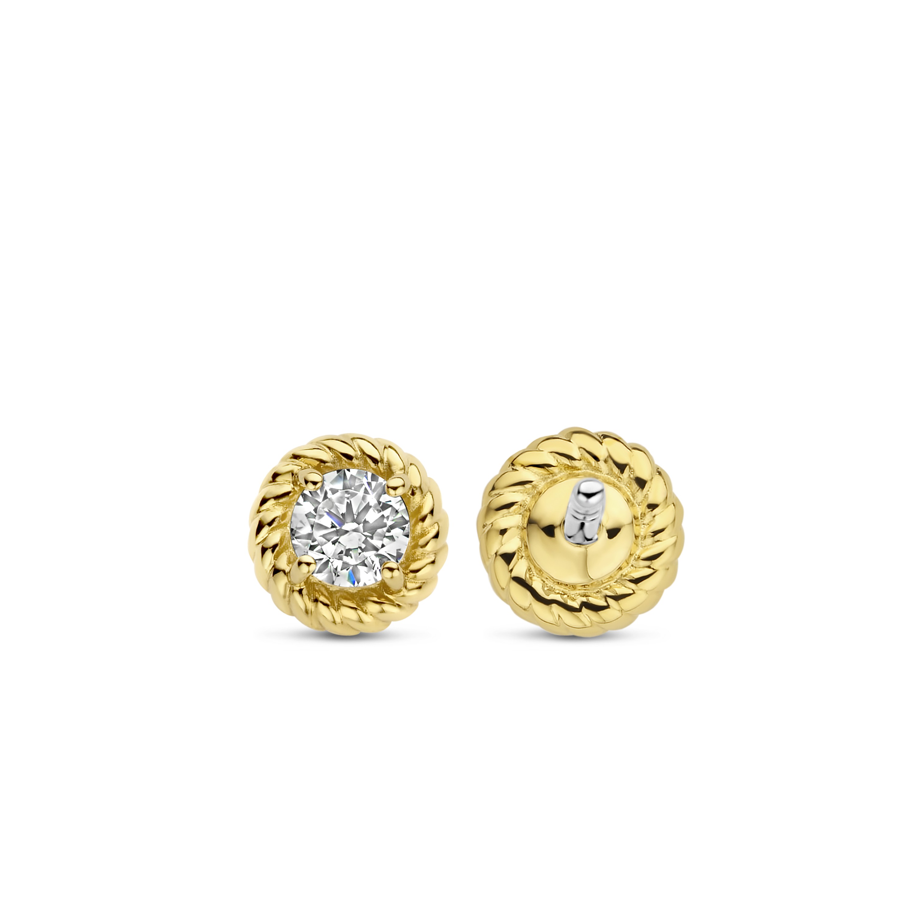 Oorknoppen van gold plated  met zirkonia 7934ZY