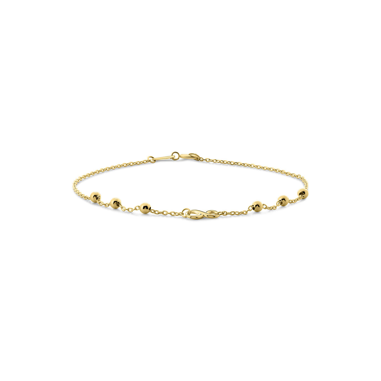 14-karaat gouden armband met infinity-hanger en zirkonia 14-karaat gouden armband met infinity-hanger en zirkonia