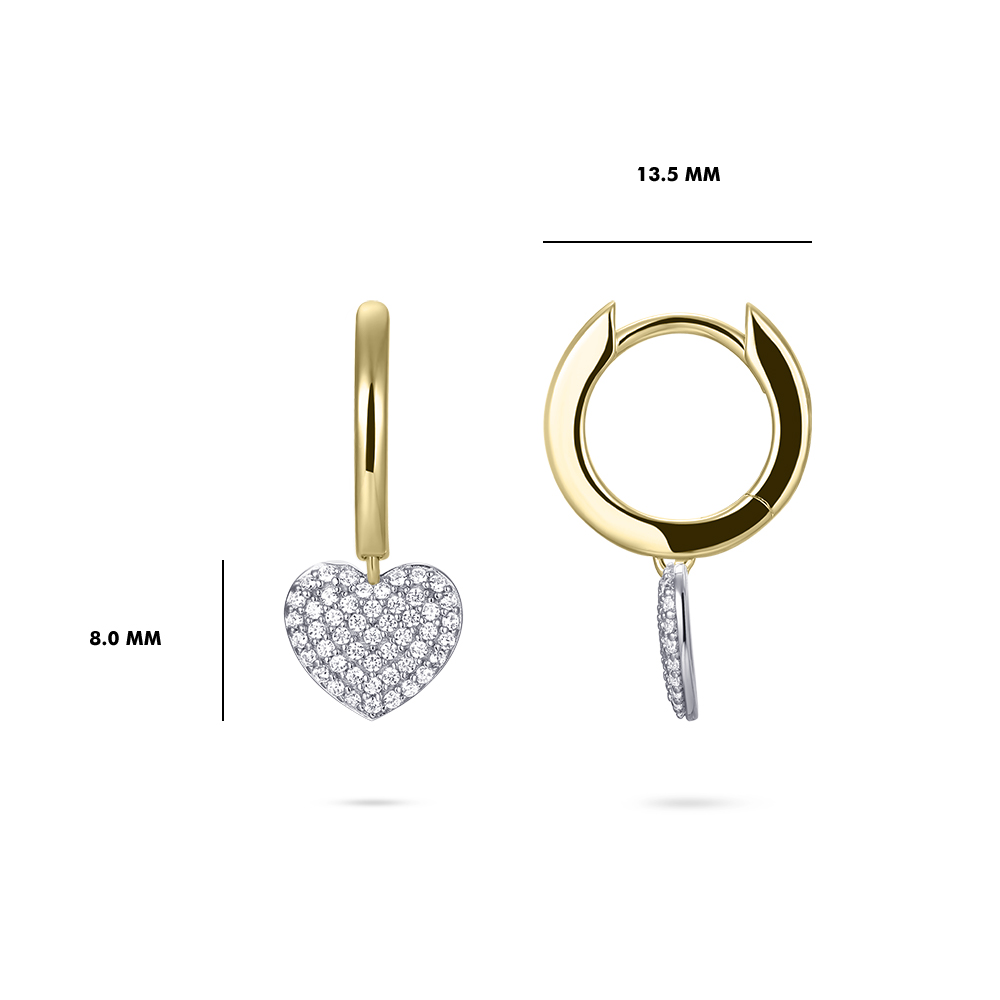 Oorringen Hart gold plated met zirkonia - KC1025Y