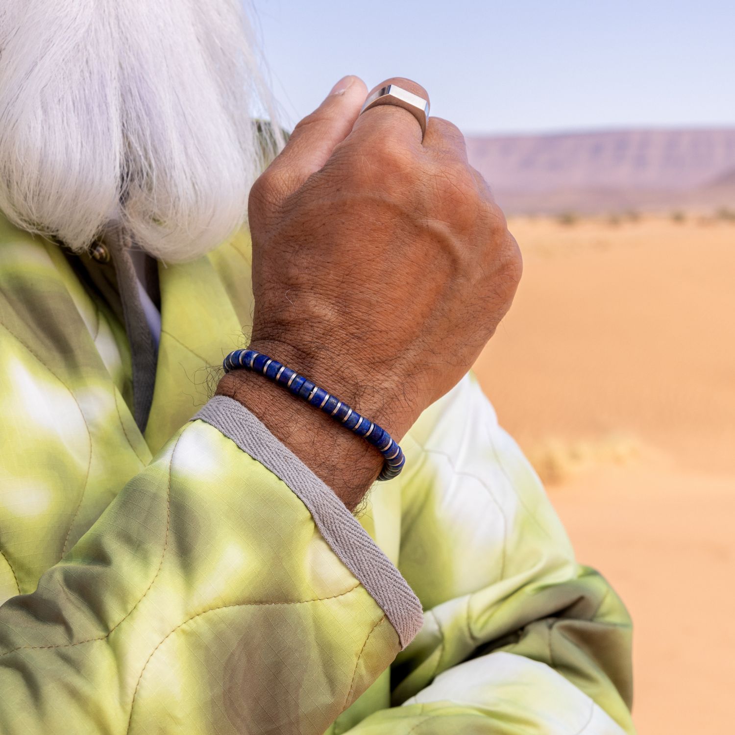 Kralenarmband Brontide van staal met natuursteen kralen P49-163000