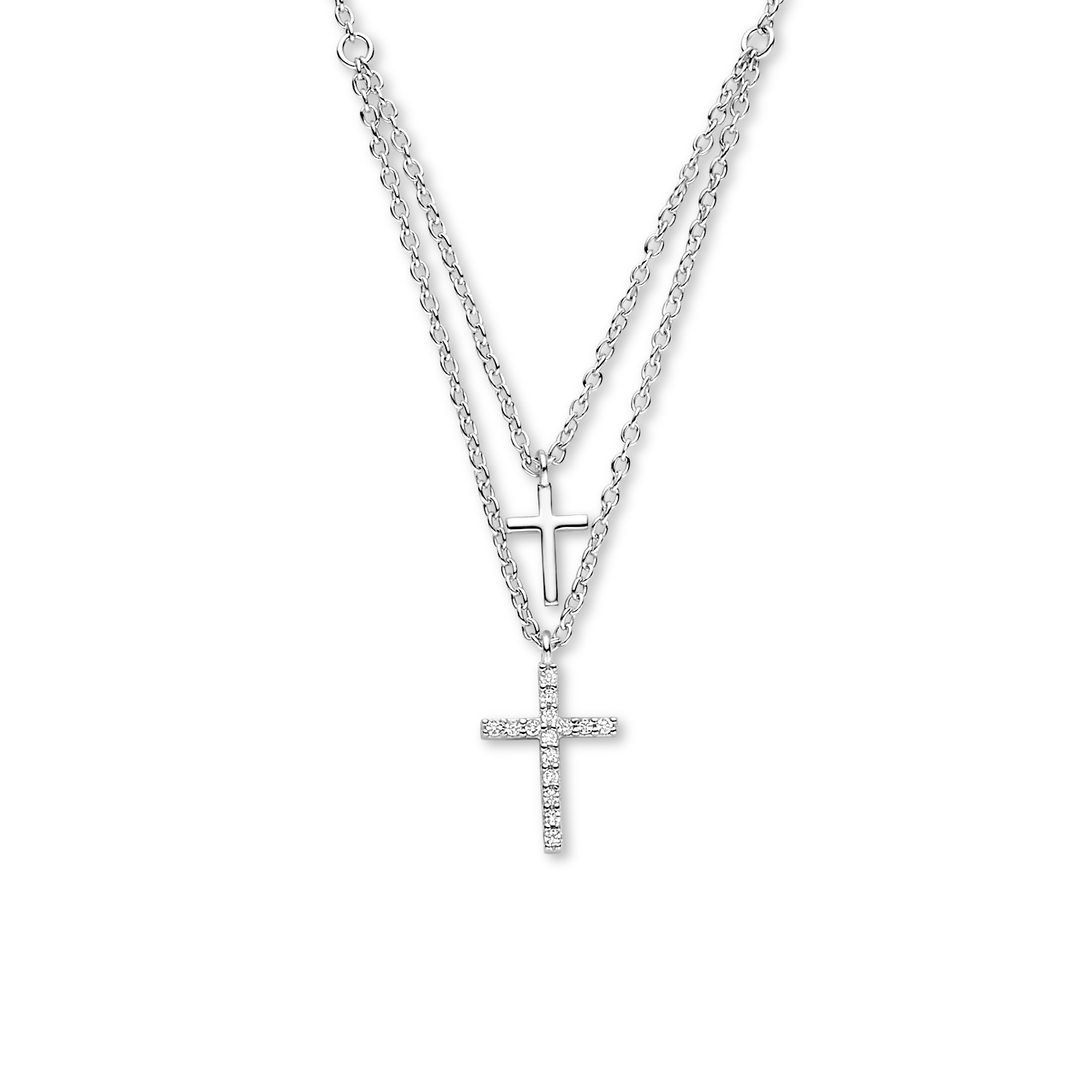 Sterling zilveren collier kruis zirkonia CL2CROSSBBZ-450