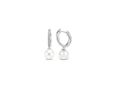 Oorhangers sterling zilver met Parel en Zirkonia - 7696PW