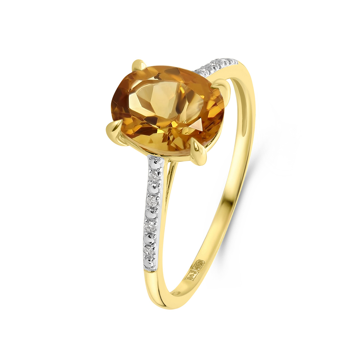 Geelgouden ring met citrien en diamanten R092-86614R001-CI-Y