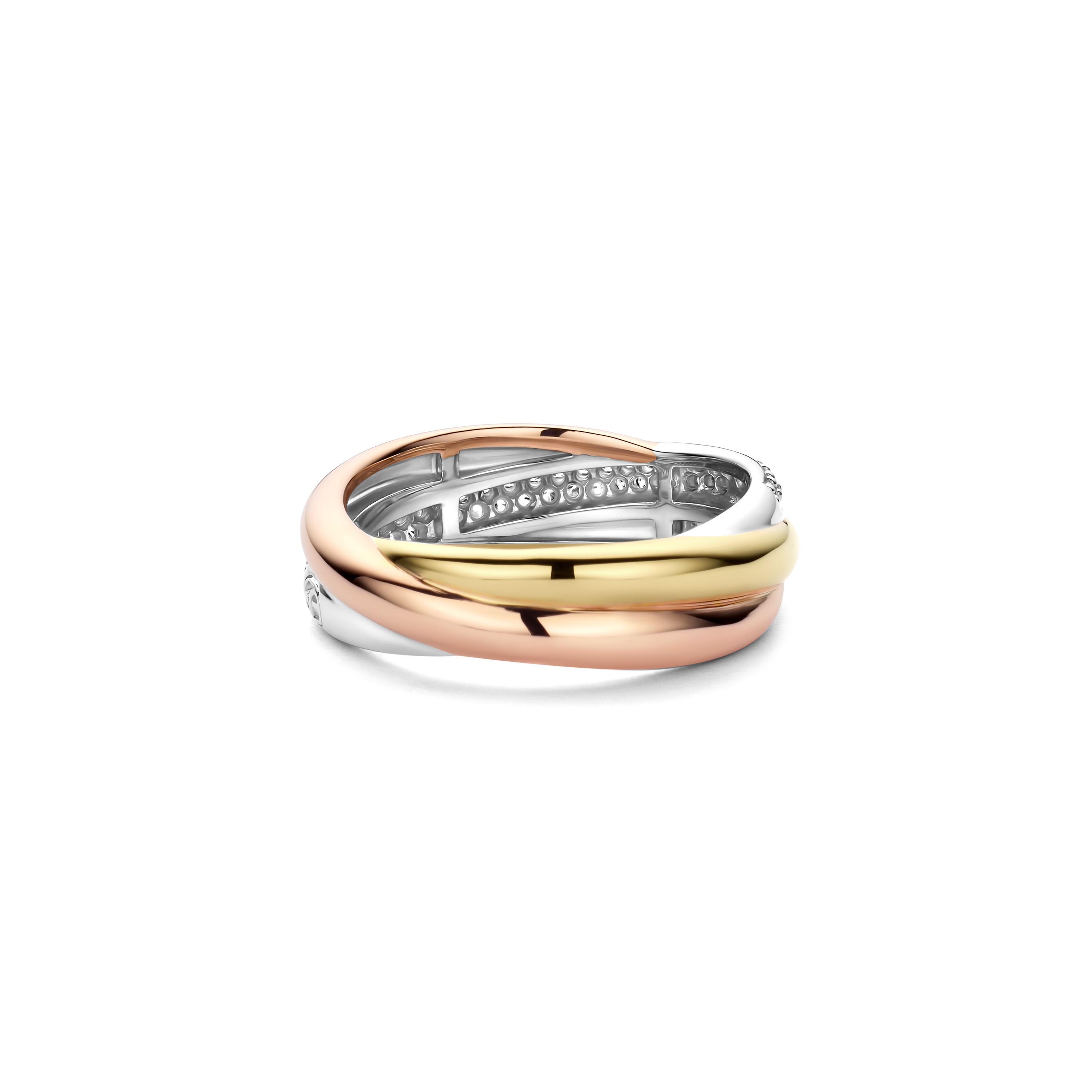 Ring gold plated Tricolor met zirkonia - 12343ZT