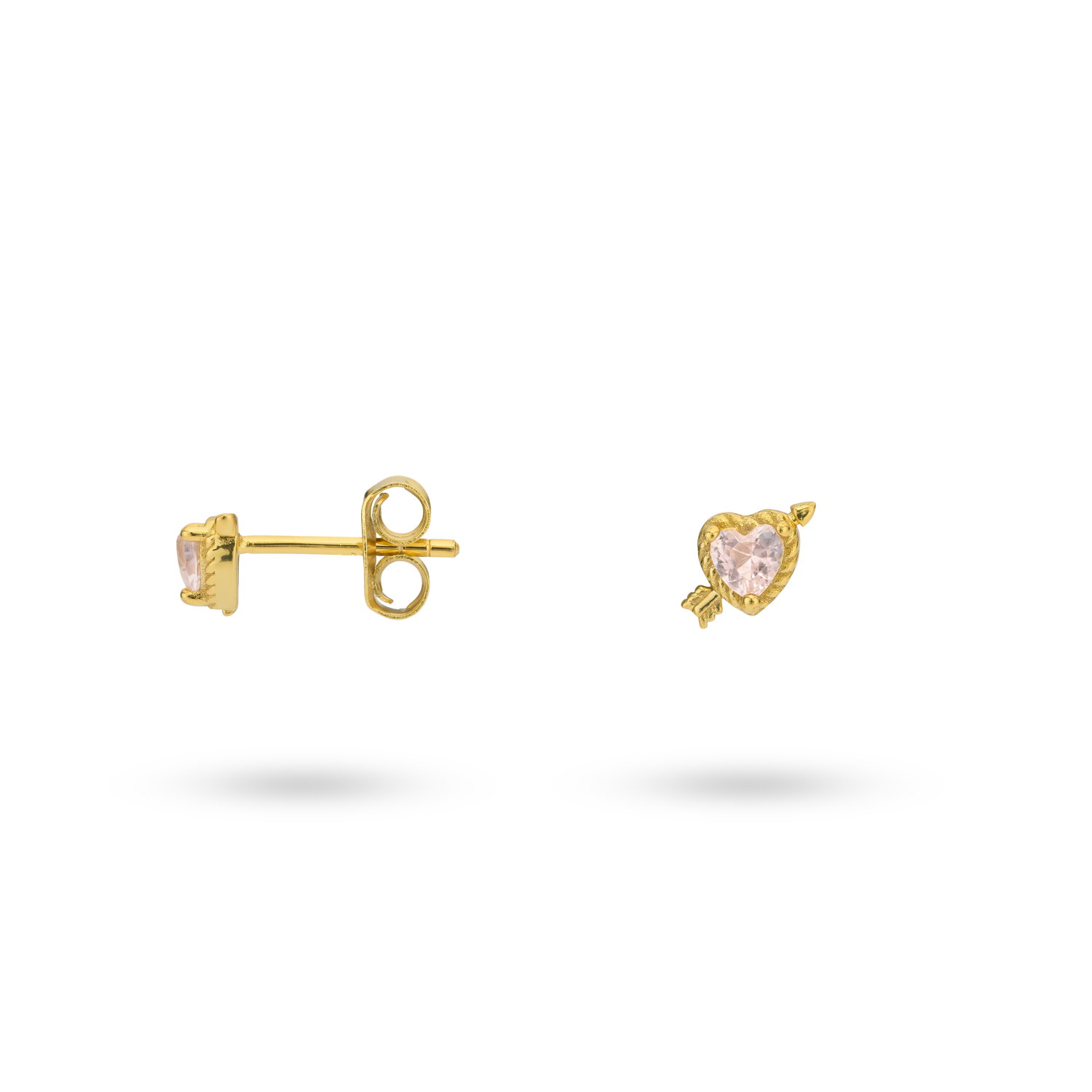 Oorknoppen Hart met roze zirkonia - 424141Y