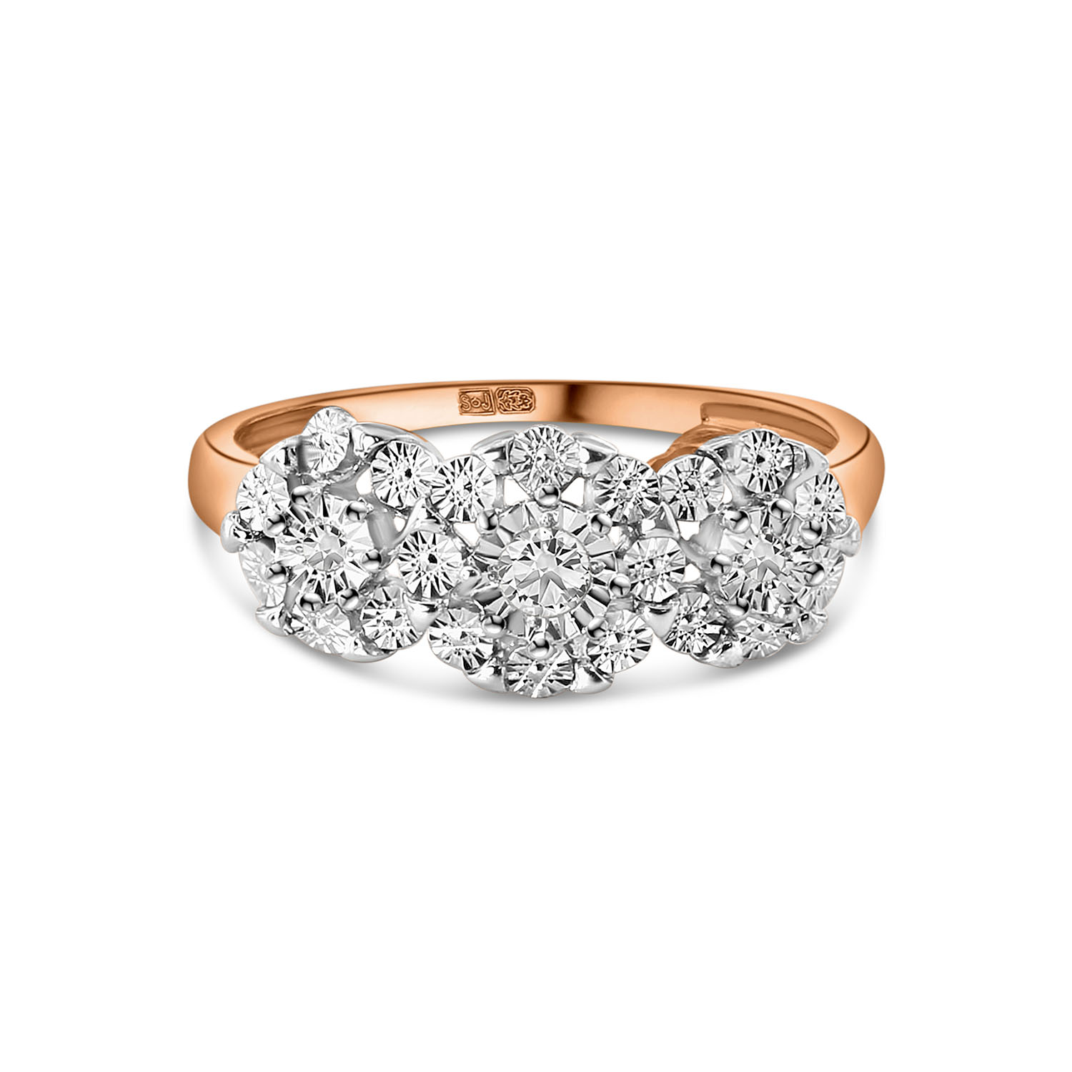 Rosé- en witgouden ring met diamanten R766-PL33735-RW