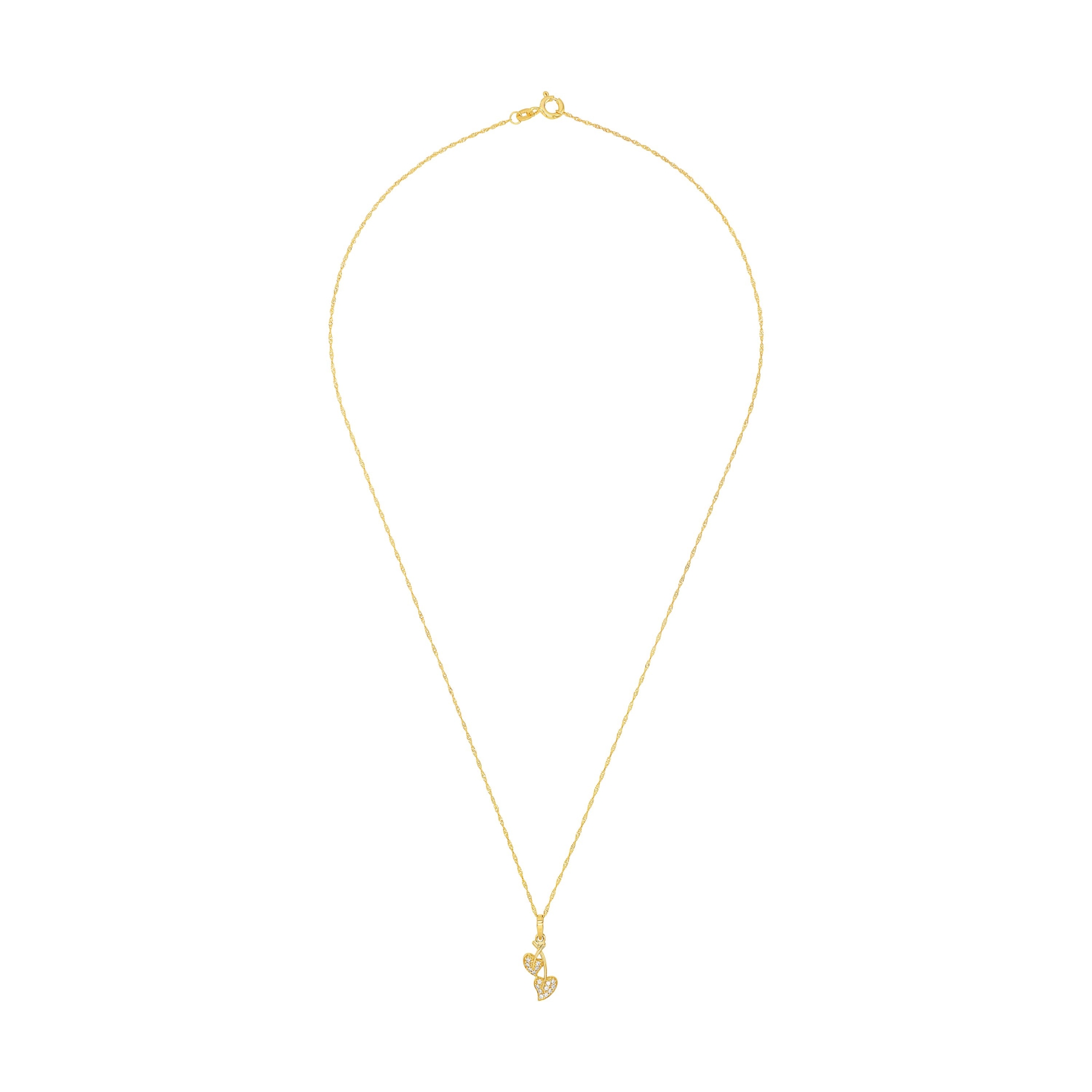 Ketting van geelgoud met hartjes zirkonia hanger - 2035490