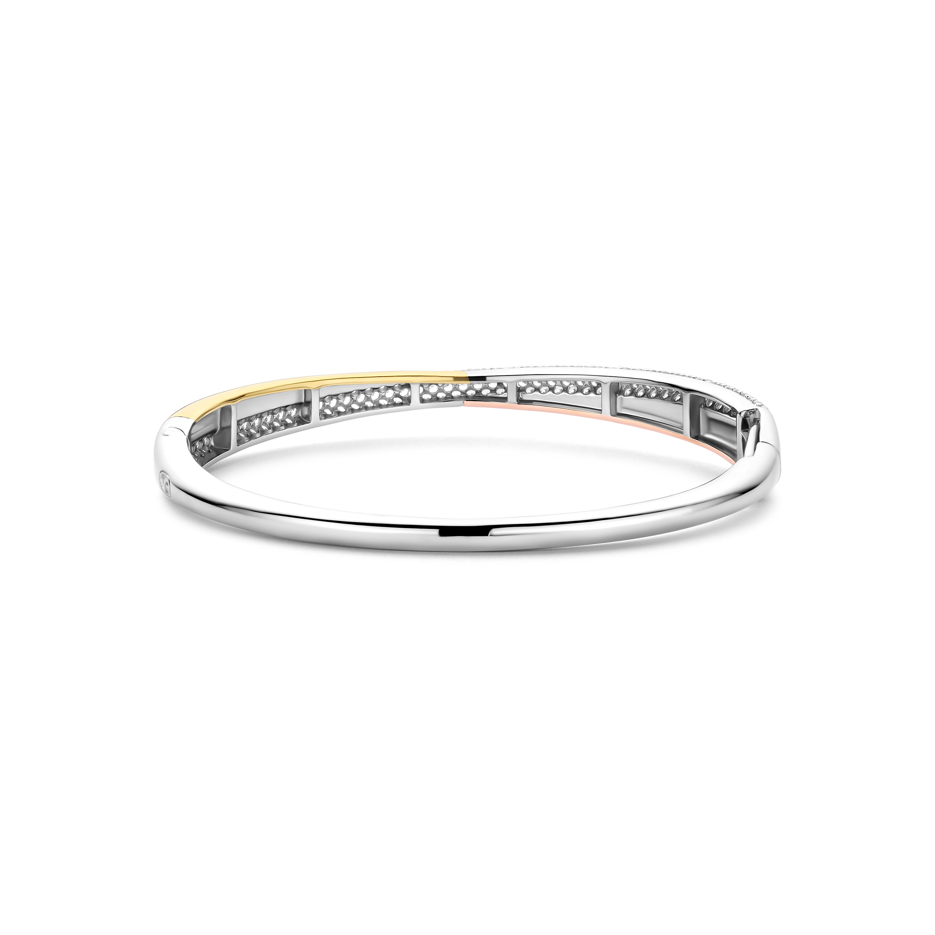 Bangle gold plated Tricolor met zirkonia - 23071ZT