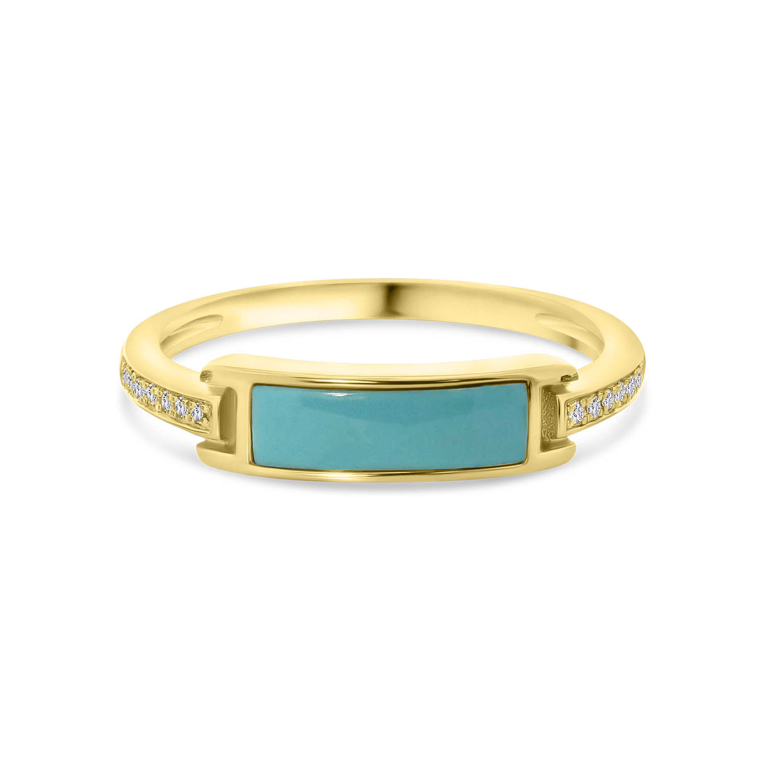 Geelgouden ring met diamanten en turquoise R136-144XA01041-TQ-Y