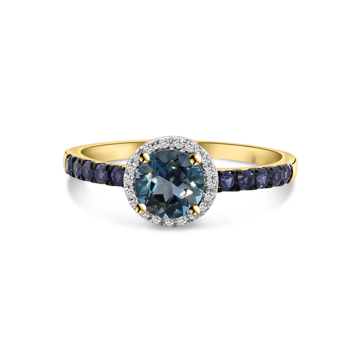 Geelgouden ring met blauwe topaas, saffier en diamanten R480-RR030448AST-MIX-Y