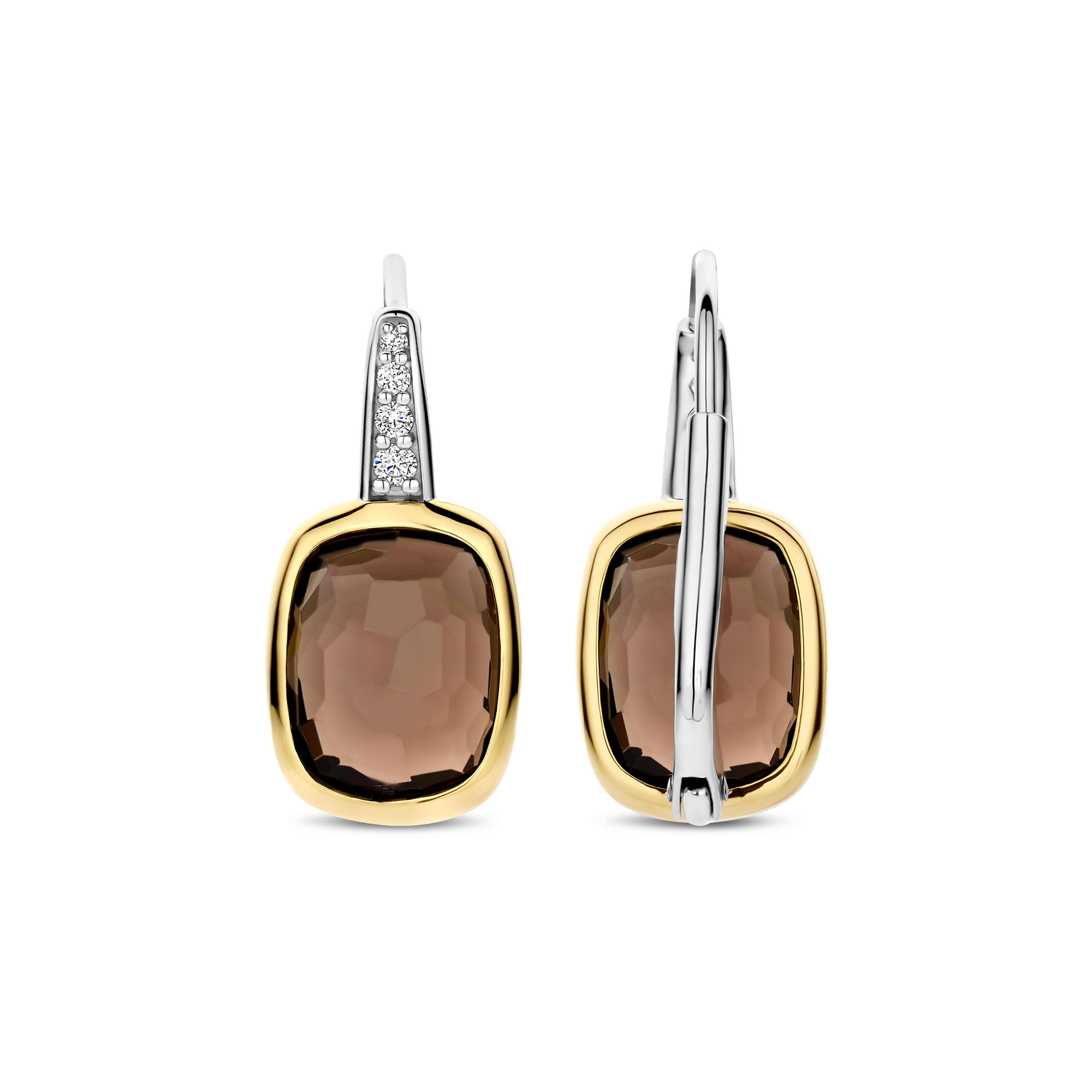 Oorhangers met rookkwarts en zirkonia - 78041SQ