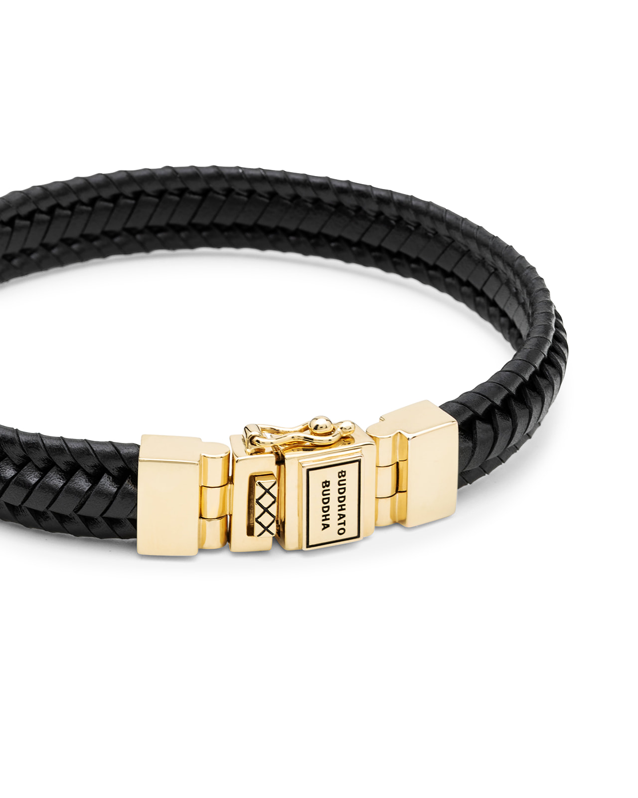 Armband Edwin Small Leather Black Gold Plated - 181BLGV