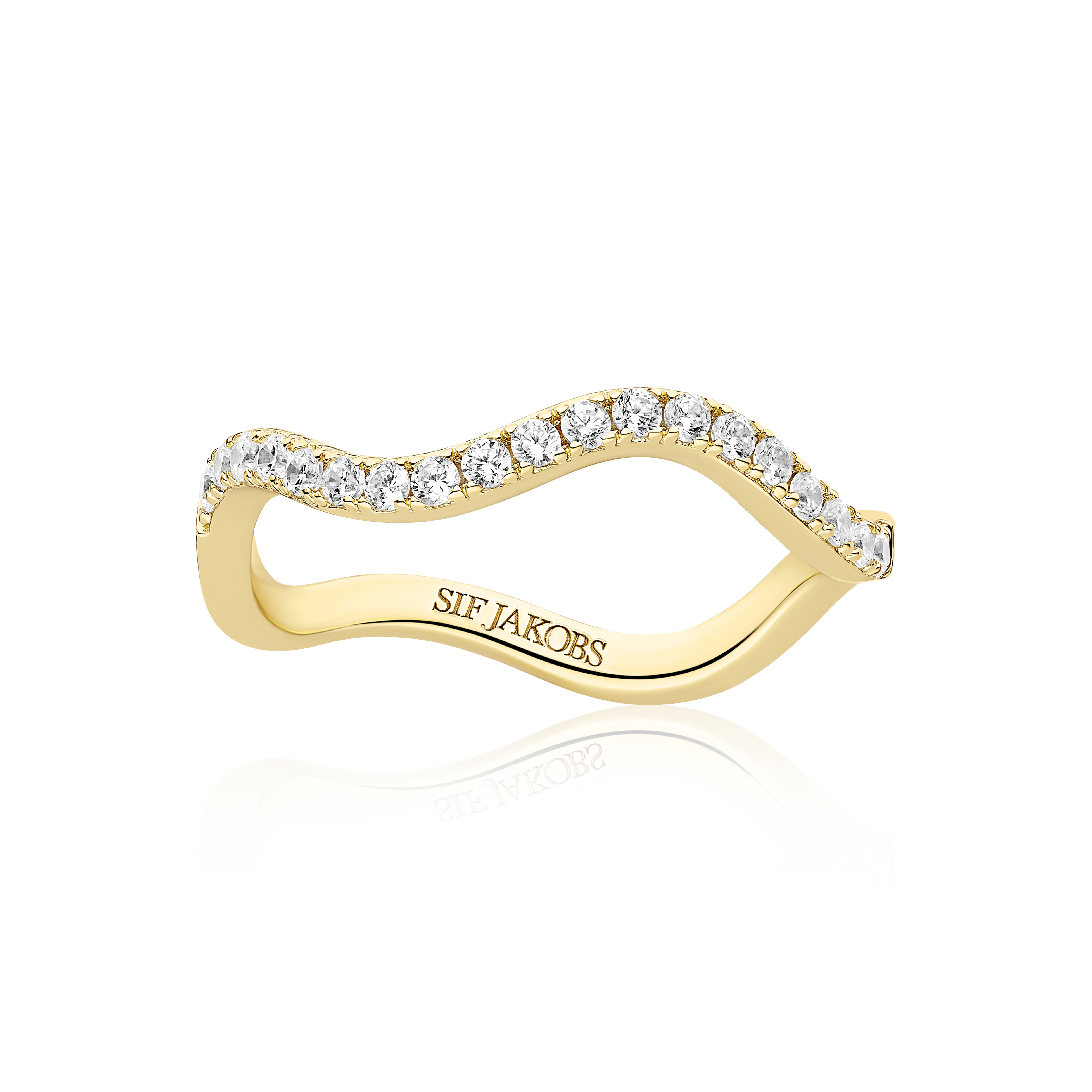 Ring Ellera Waves gold plated met zirkonia - SJ-R3869-CZ-YG