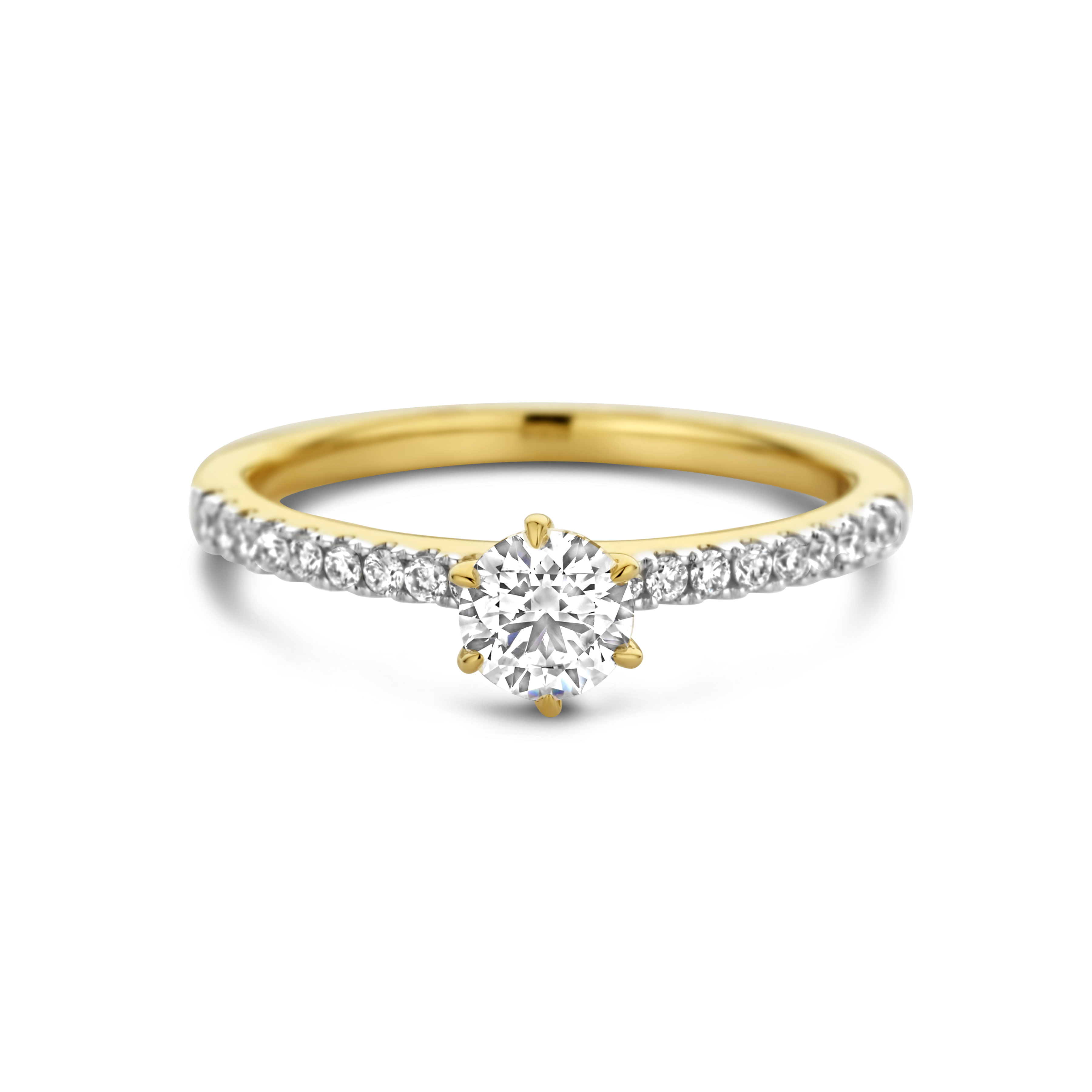 Solitaire geelgouden ring met lab grown diamant 42422798